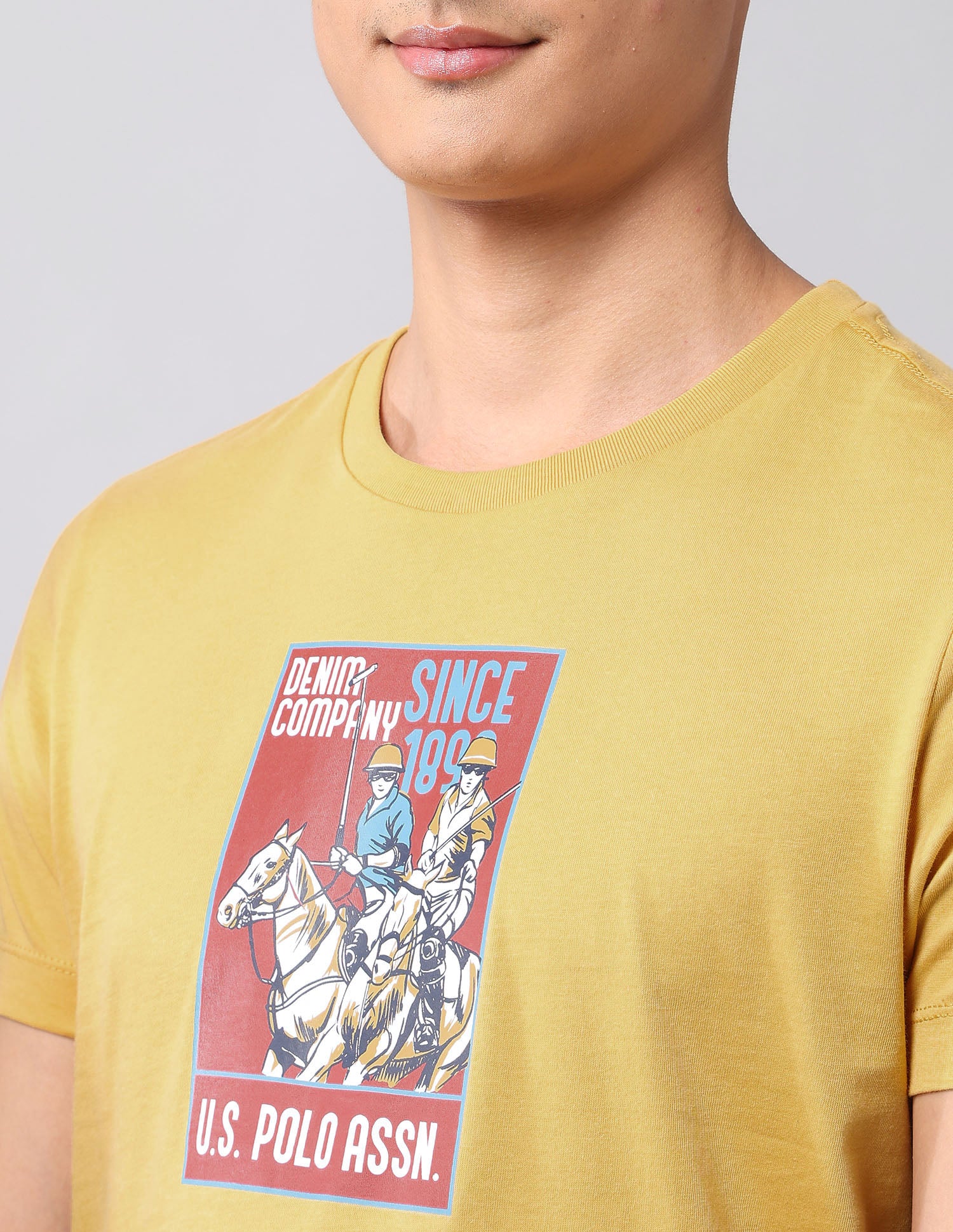Graphic Printed Muscle Fit T-Shirt Yellow - U.S. Polo Assn. India | Large