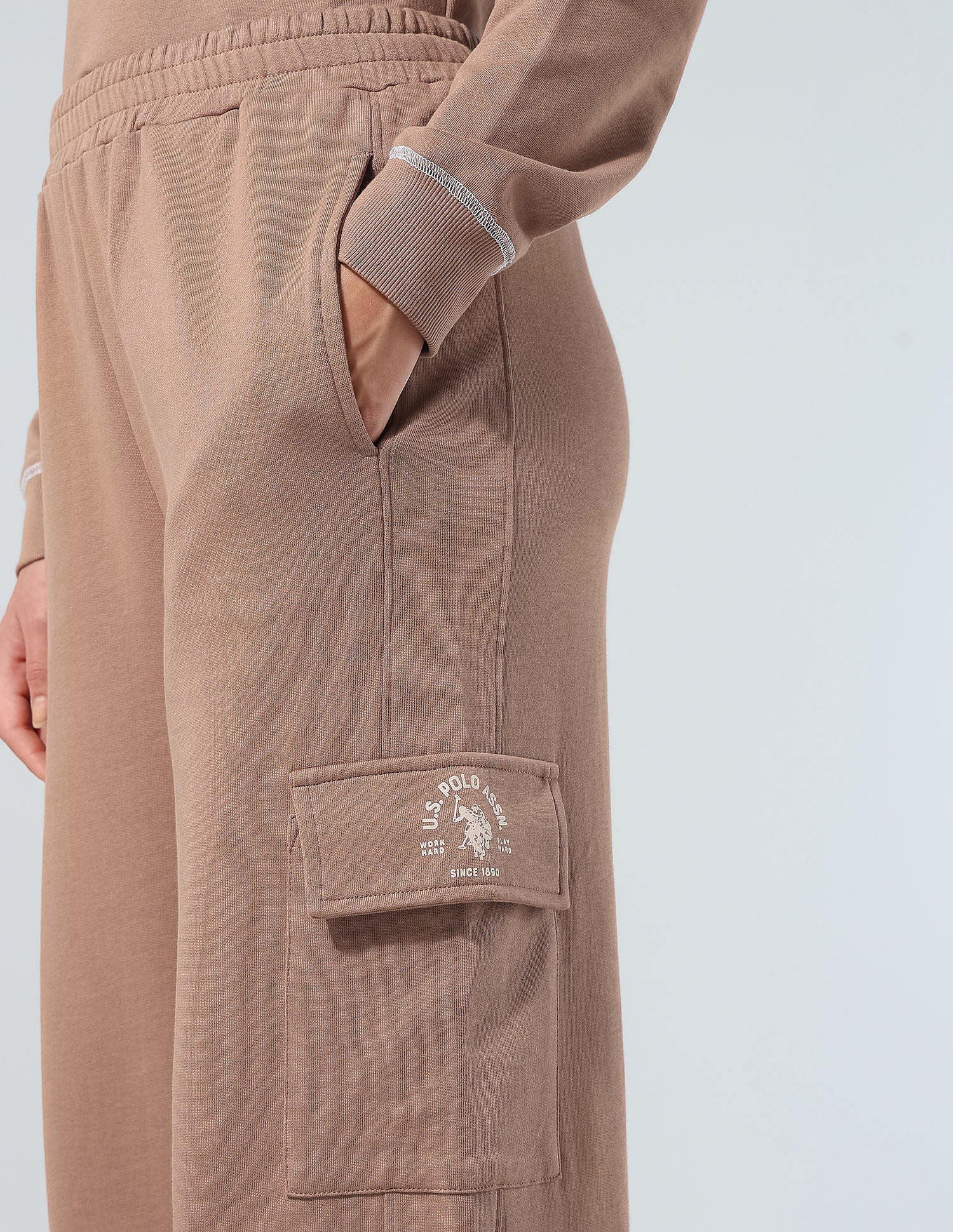 Solid Cargo Fit Trousers Light Brown - U.S. POLO ASSN. | Large