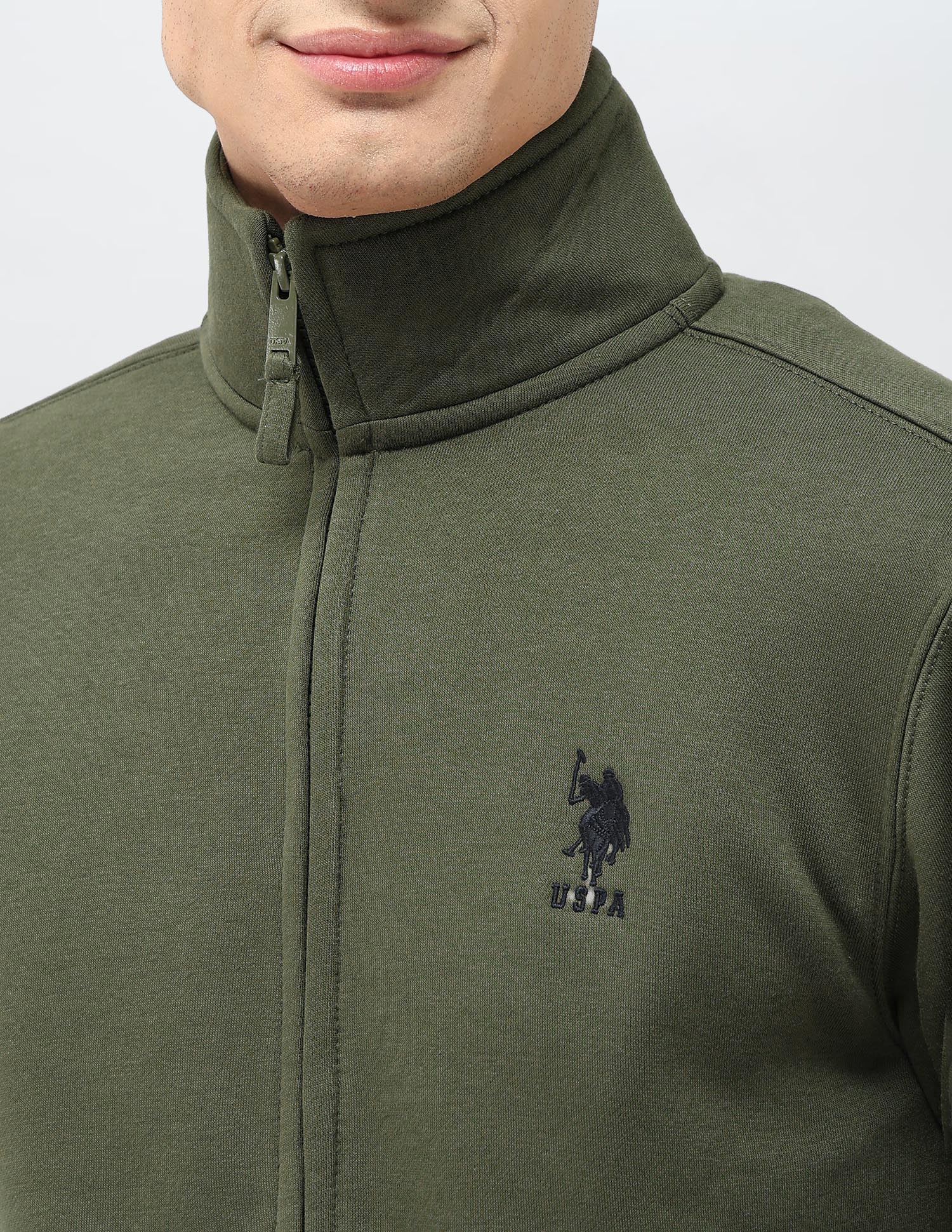 Solid Regular Fit Sweatshirt Olive - U.S. POLO ASSN. | Large