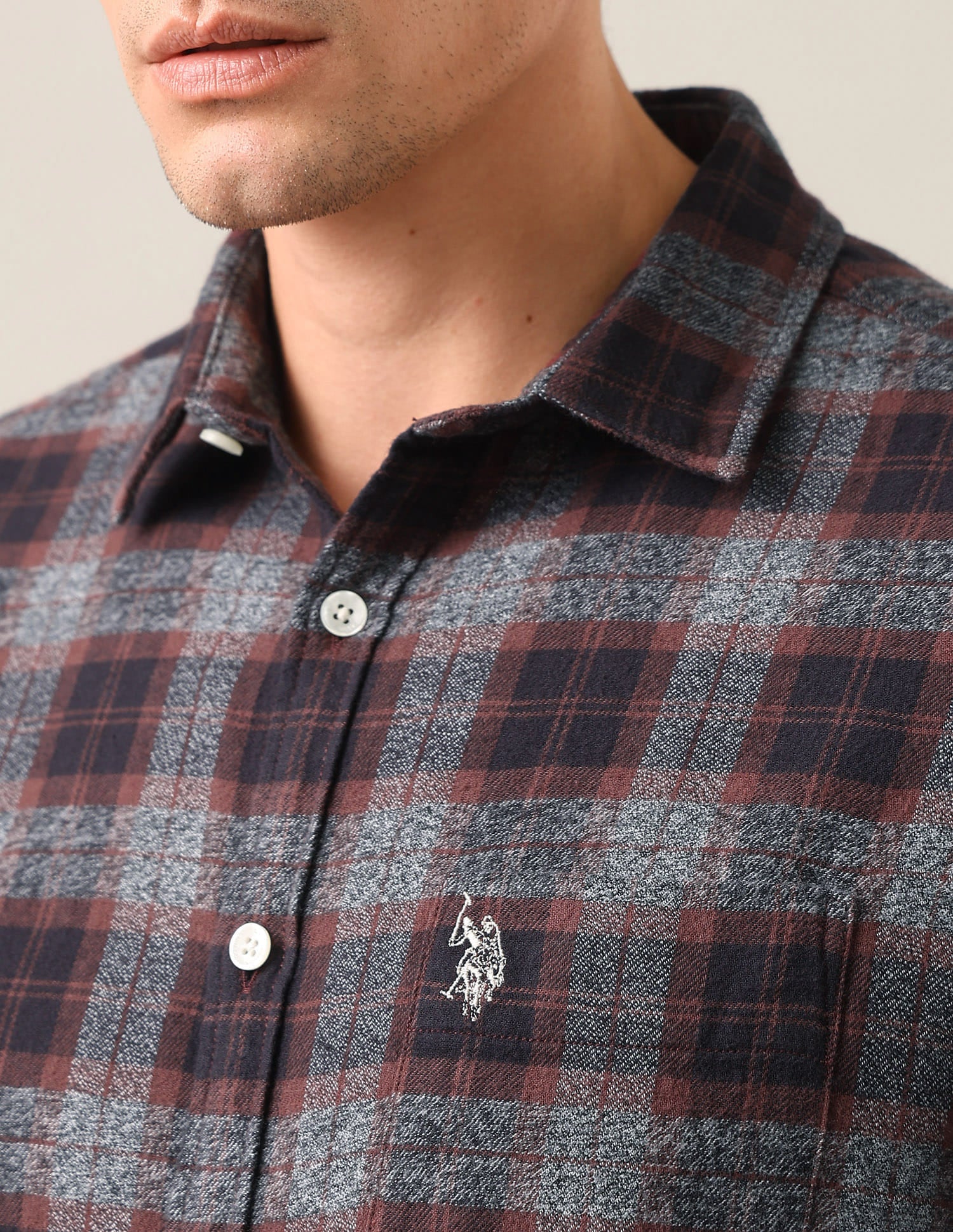 Tartan Checked Twill Shirt Brown - U.S. Polo Assn. India | Large