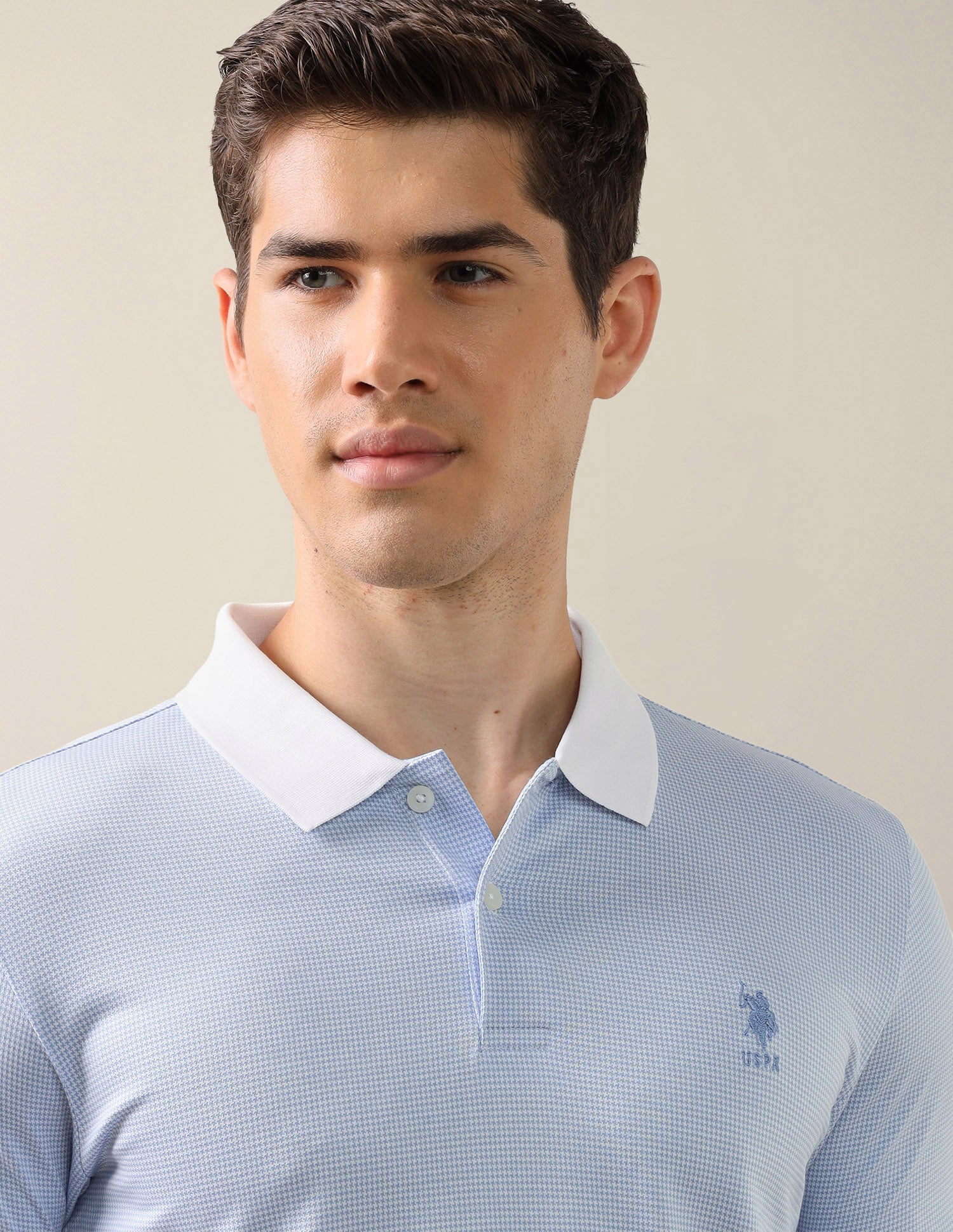 Textured Slim Fit Polo Shirt Blue - U.S. Polo Assn. India | Large