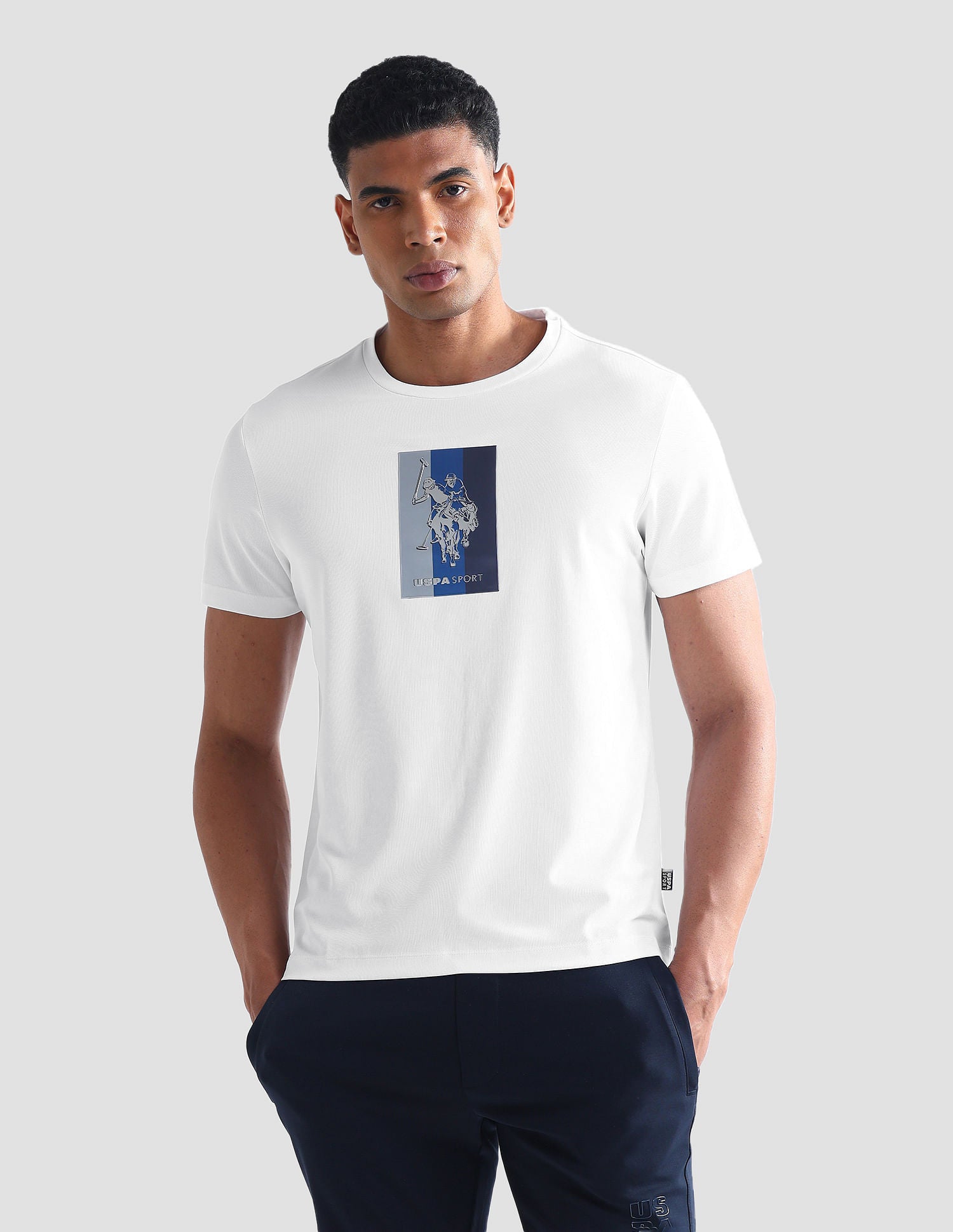Slim Fit Honeycomb T-Shirt White - U.S. Polo Assn. India | Large