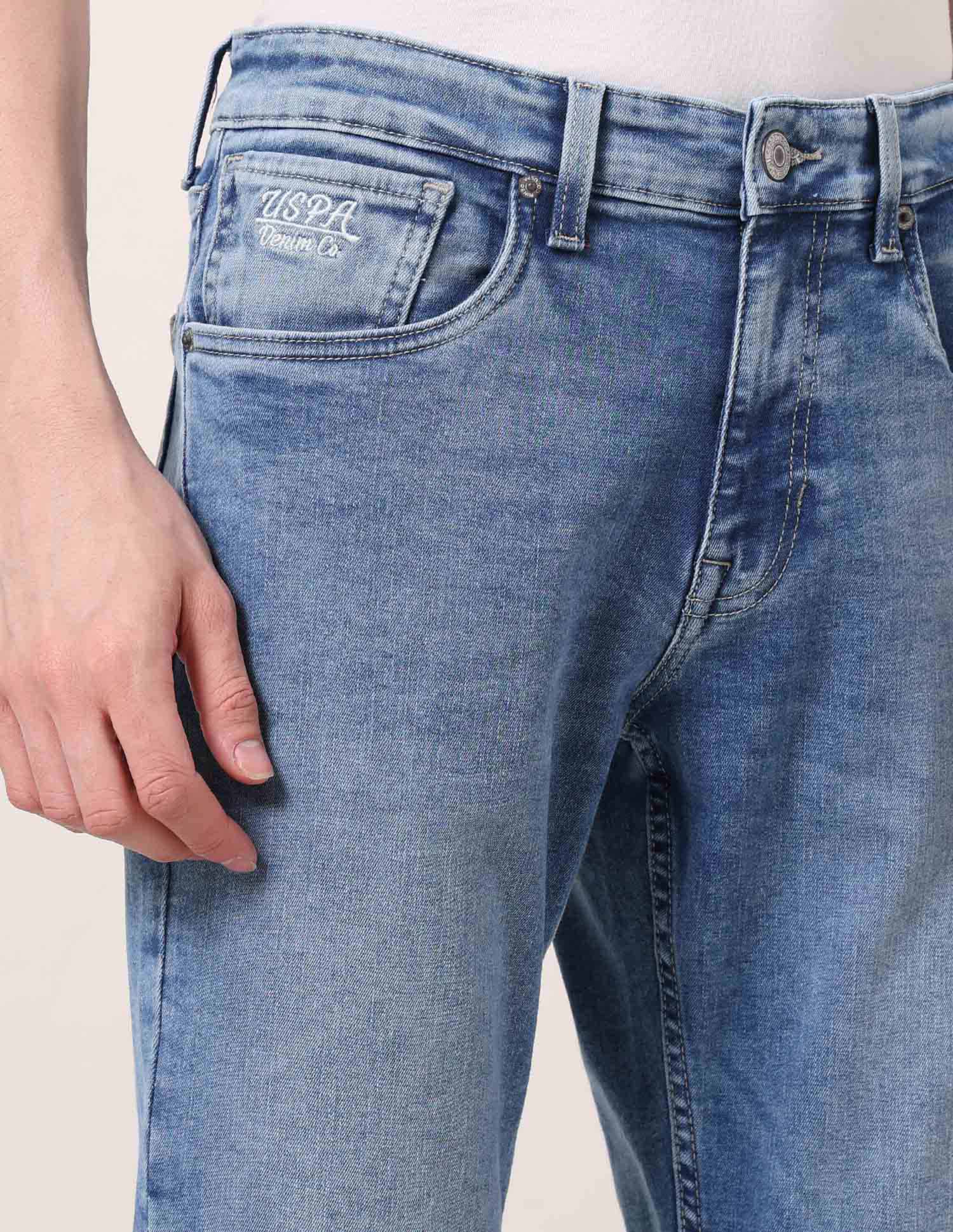 Brandon Slim Tapered Fit Blue Jeans Light Blue - U.S. POLO ASSN. | Large