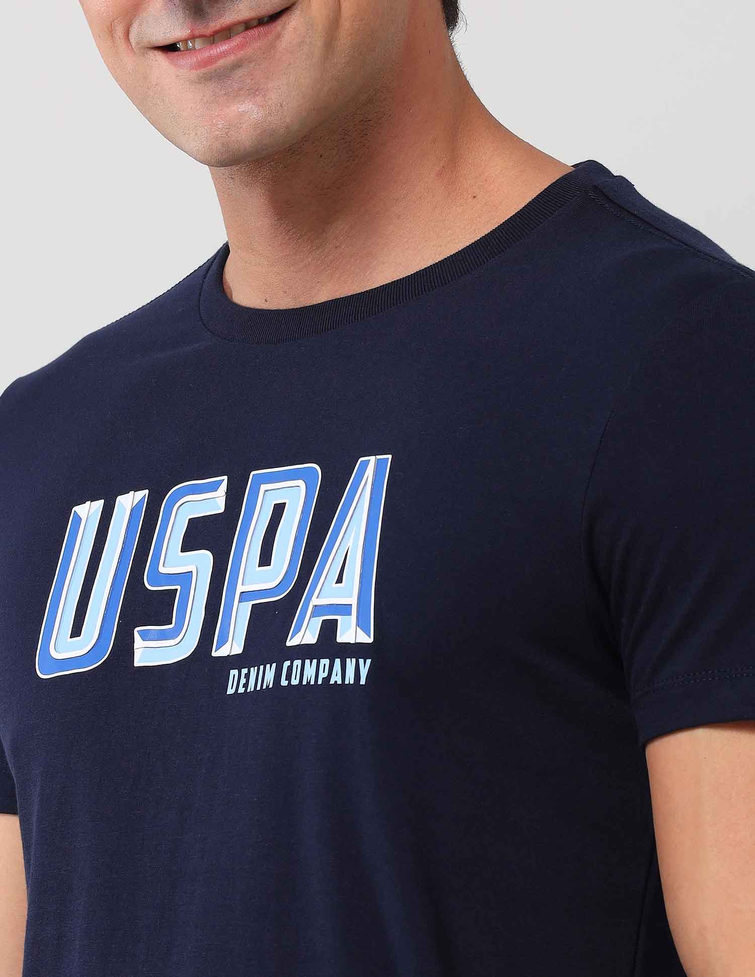 Brand Printed Muscle Fit T-Shirt Navy - U.S. Polo Assn. India | Large