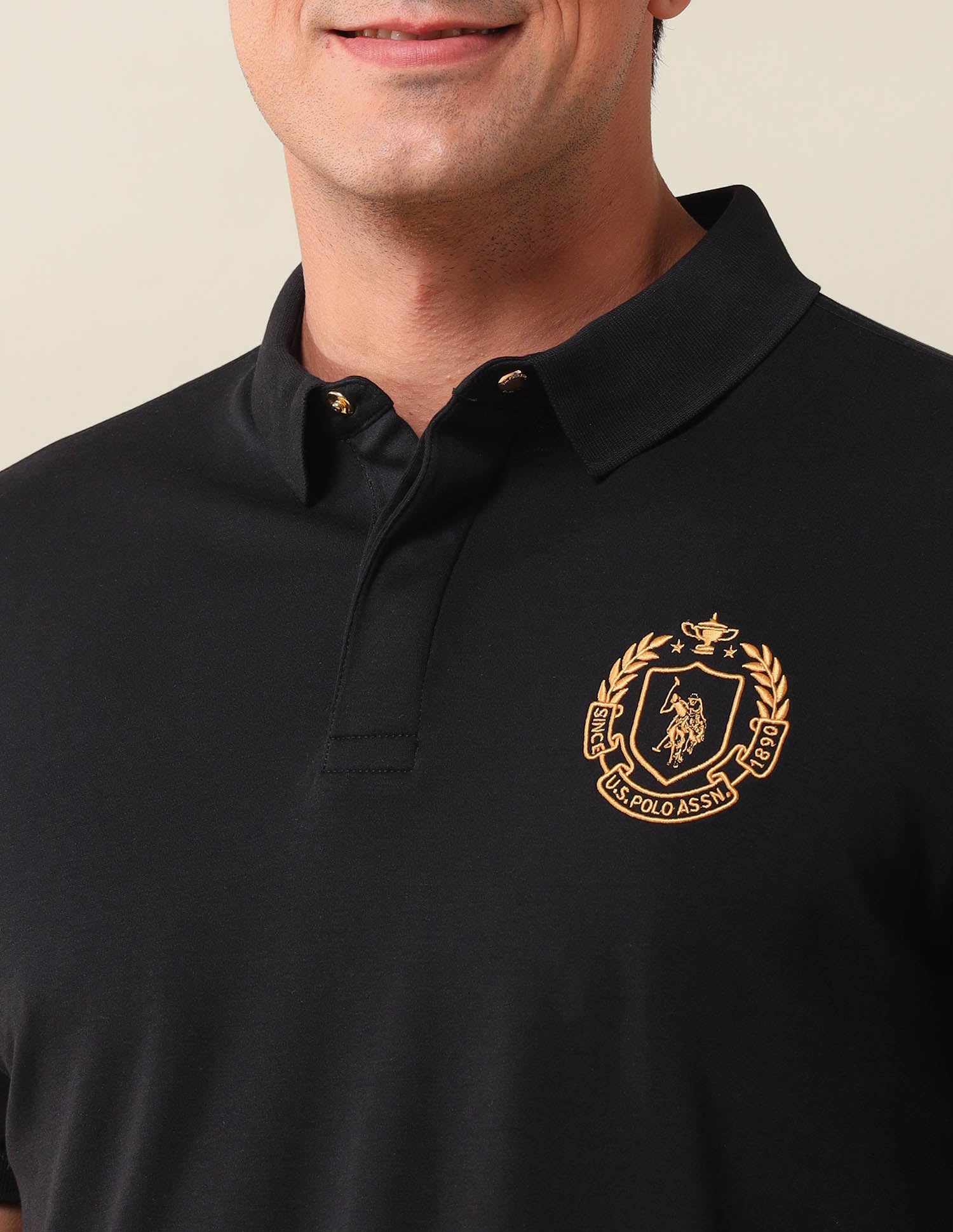 Solid Slim Fit Polo Shirt Black - U.S. Polo Assn. India | Large