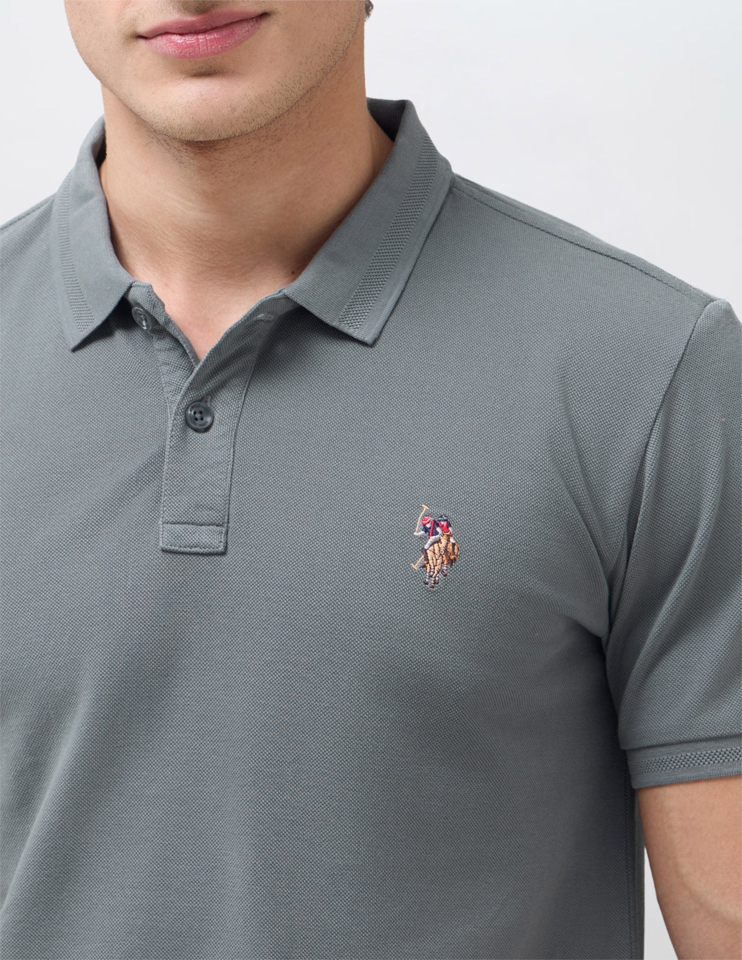 Solid Slim Fit Polo Shirt Olive - U.S. Polo Assn. India | Large