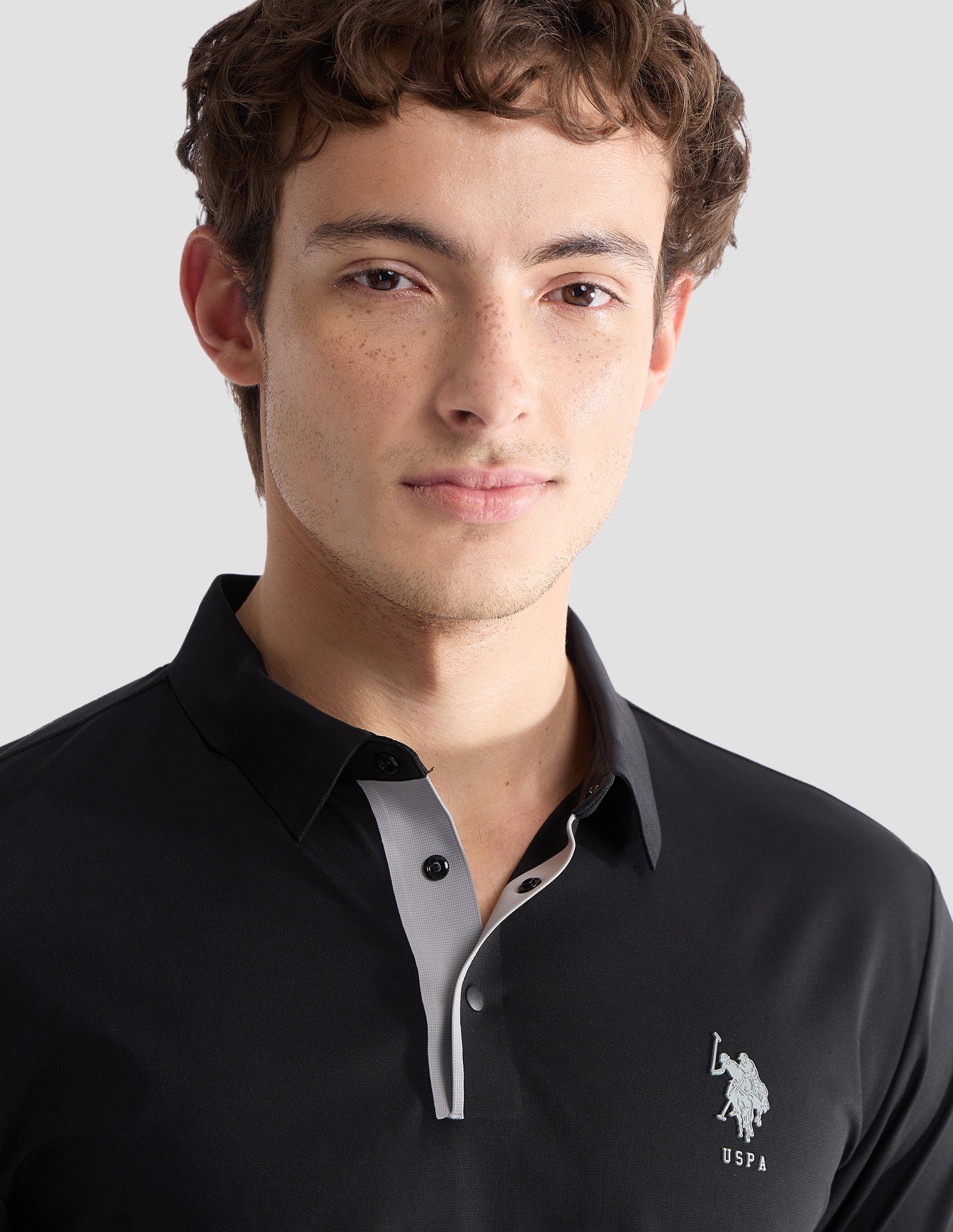 Solid Slim Fit Active Polo Shirt Black - U.S. Polo Assn. India | Large