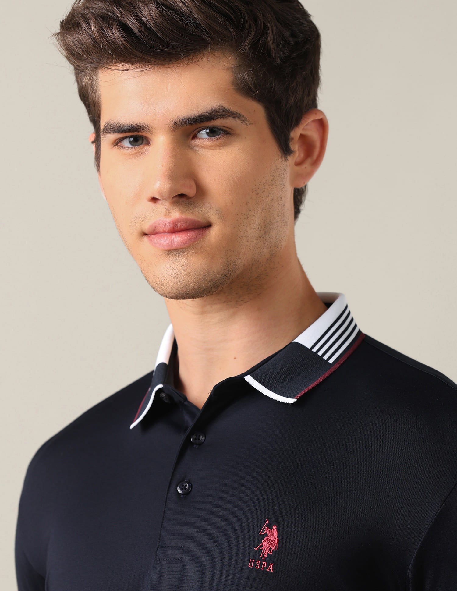Solid Slim Fit Polo Shirt Blue - U.S. Polo Assn. India | Large