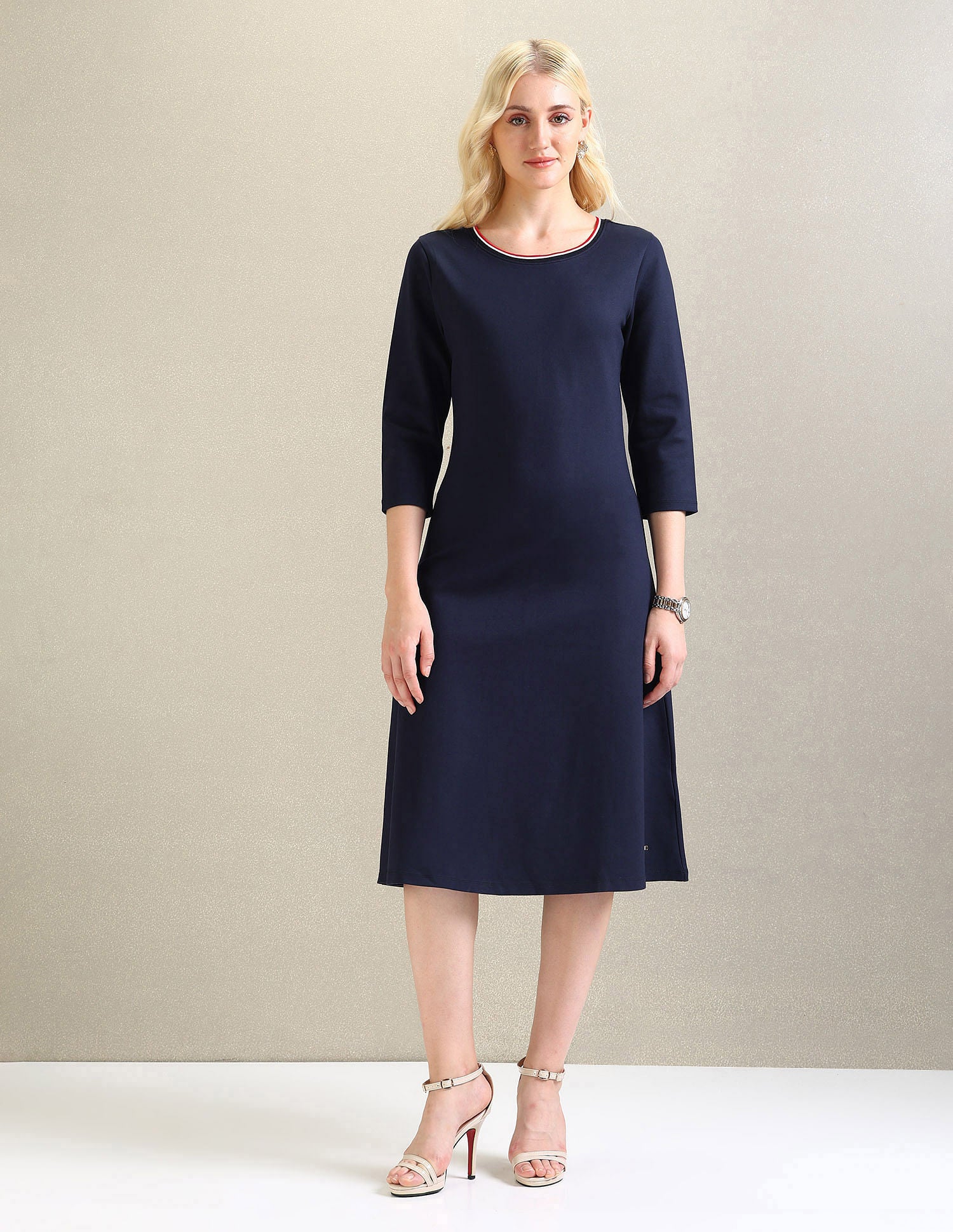 Ponte Roma Knit A-Line Dress Navy - U.S. POLO ASSN. | Large