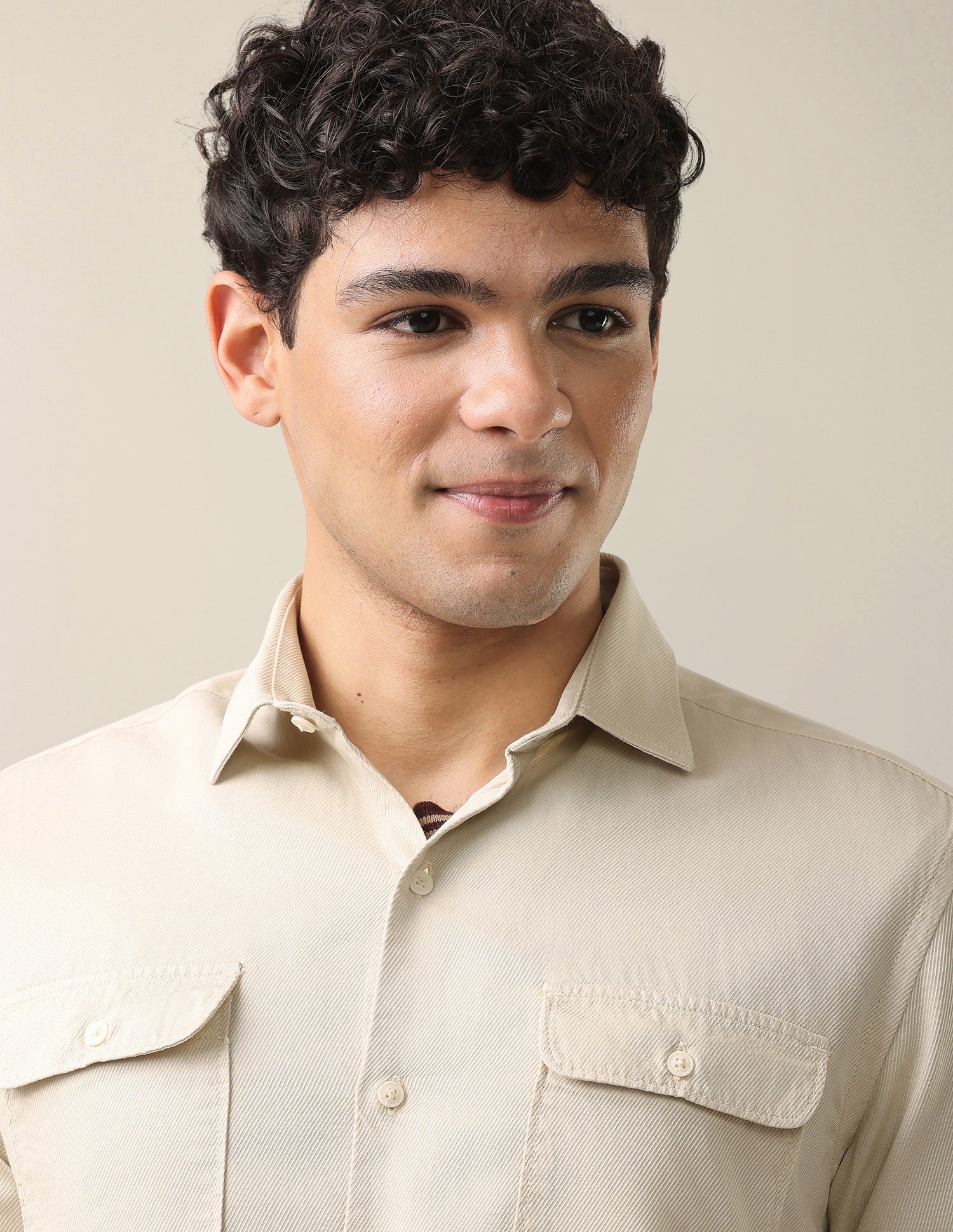 Solid Regular Fit Shirt Ecru - U.S. Polo Assn. India | Large