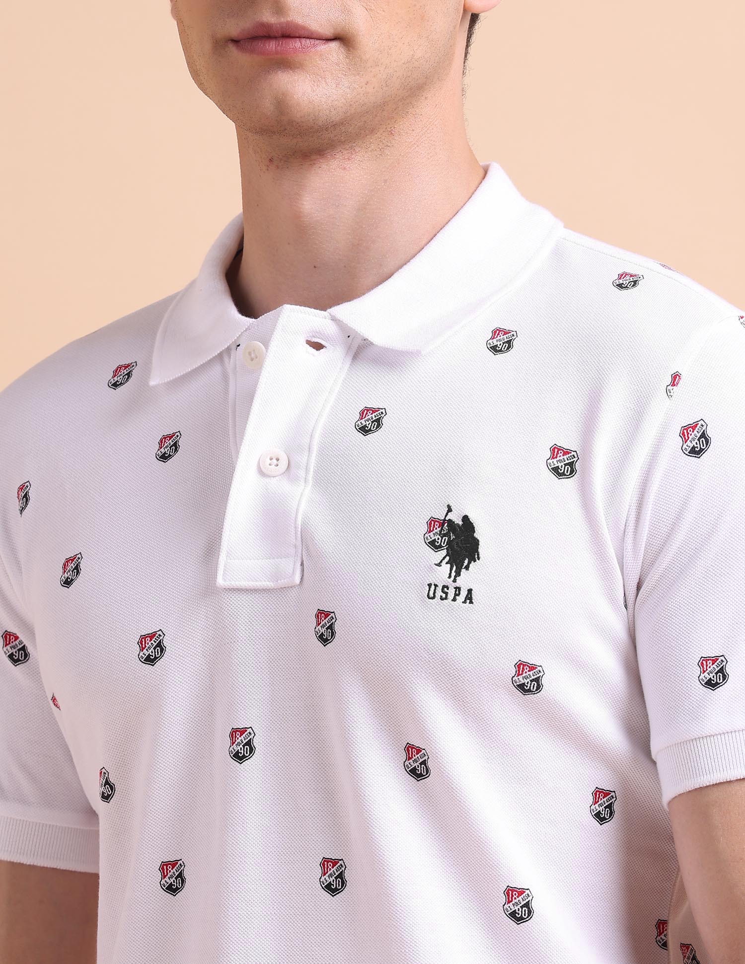 Shield Print Polo Shirt White - U.S. POLO ASSN. | Large