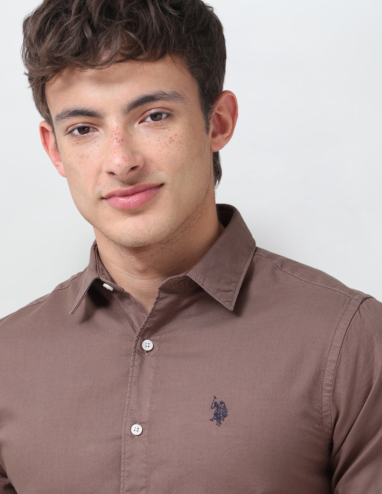 Solid Tailored Fit Shirt Brown - U.S. Polo Assn. India | Large