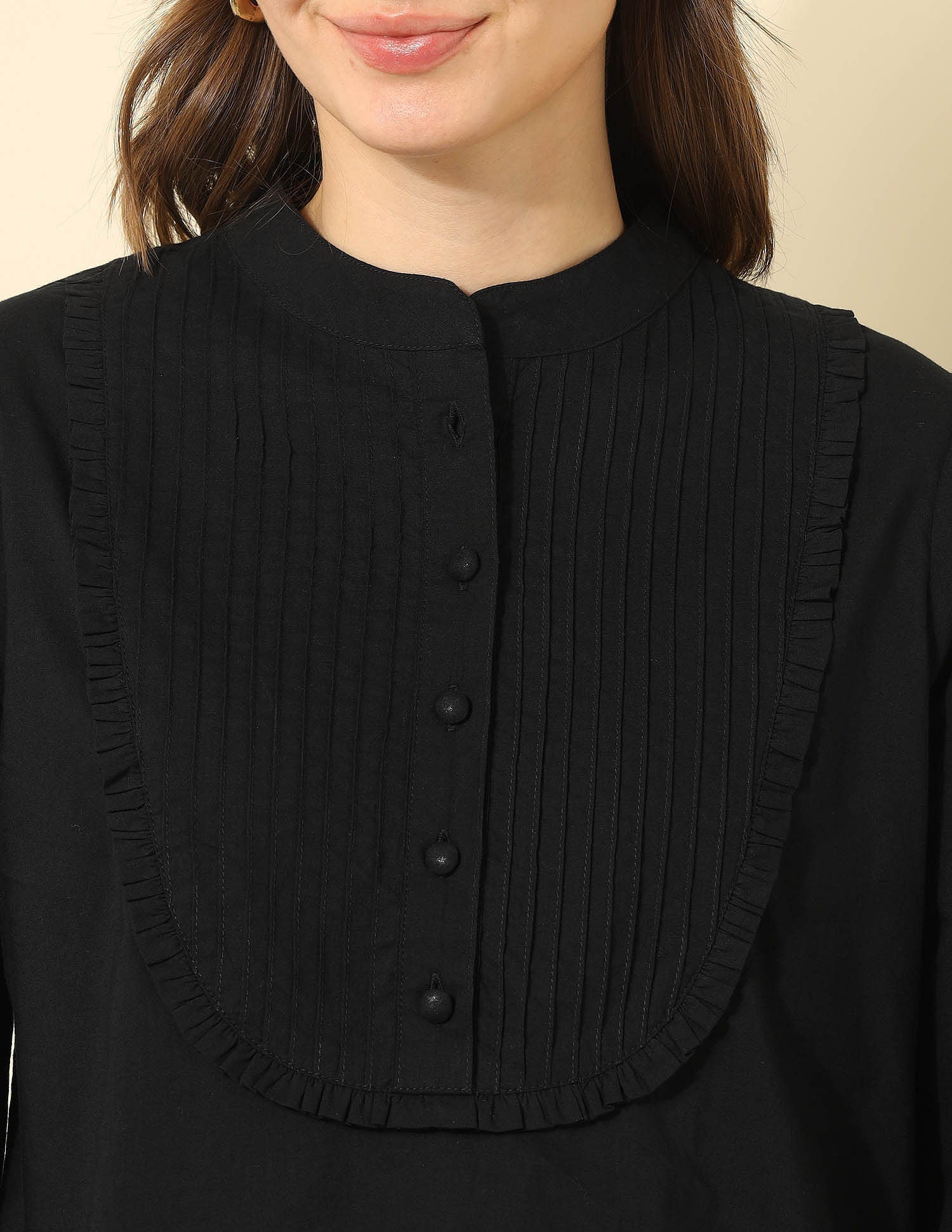 Pintuck Yoke Top Black - U.S. Polo Assn. India | Large