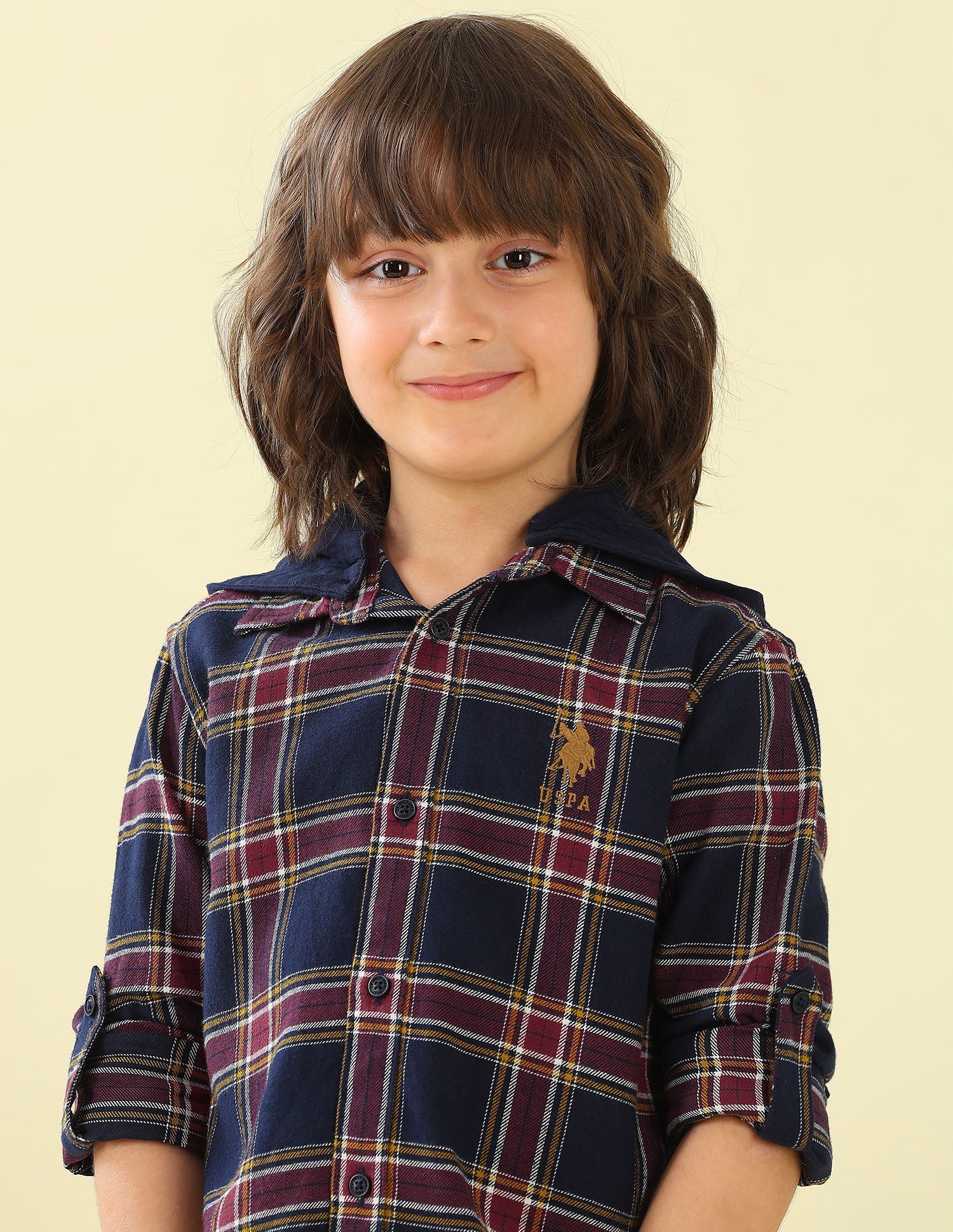 Twill Plaid Checked Hooded Shirt Navy - U.S. Polo Assn. India | Large