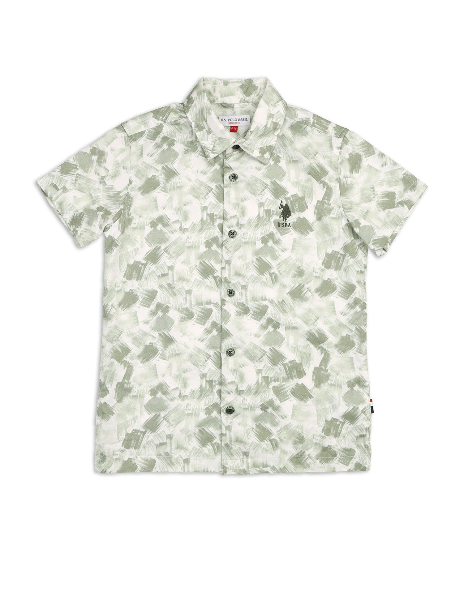 Boys Abstract Printed Satin Shirt Light Green - U.S. POLO ASSN. | Large