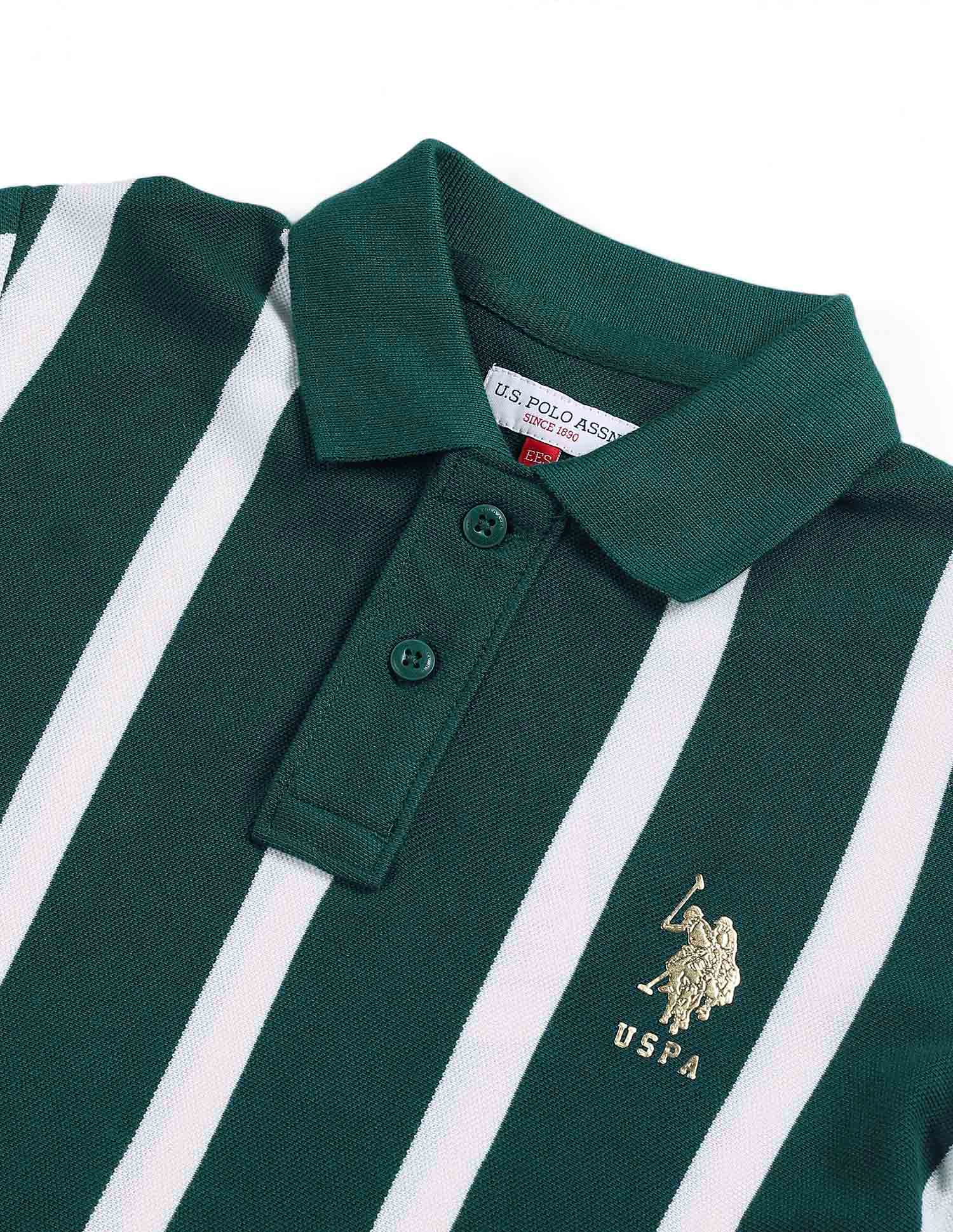 Boys Vertical Striped Regular Fit Polo Shirt Botanical Garden - U.S. POLO ASSN. | Large