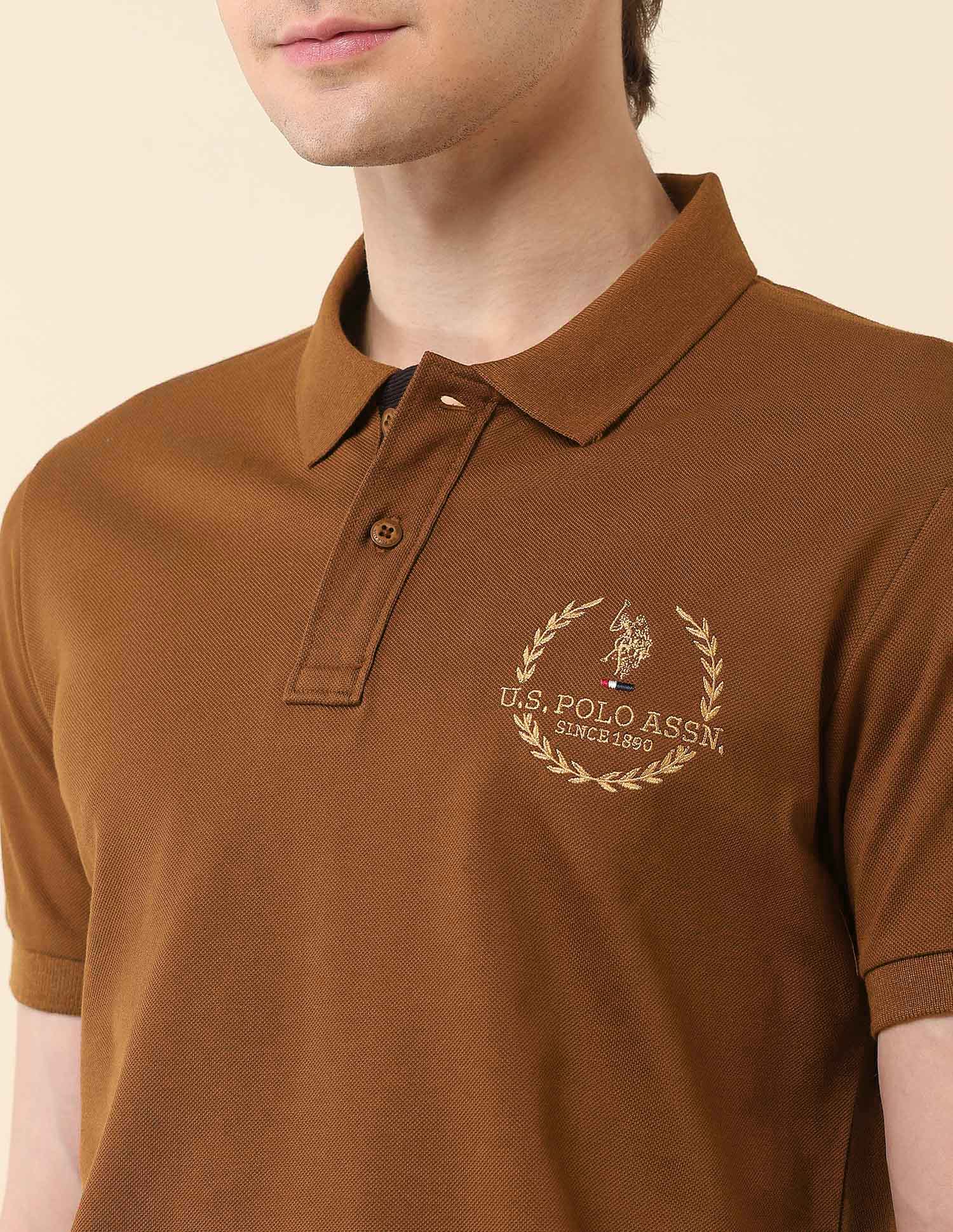 Pure Cotton Slim Fit Classic Polo Shirt Brown - U.S. Polo Assn. India | Large