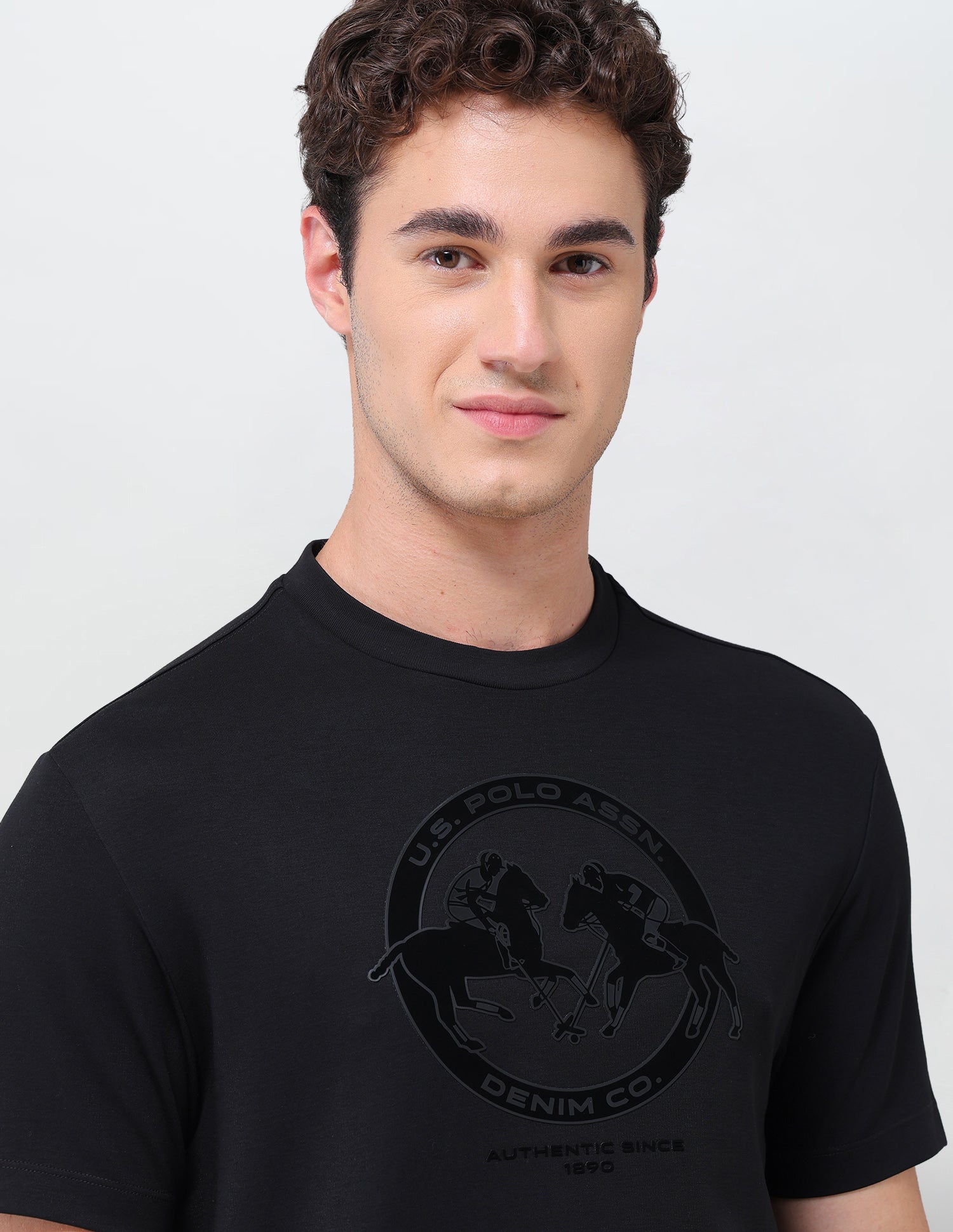Brand Printed Slim Fit T-Shirt Black - U.S. Polo Assn. India | Large