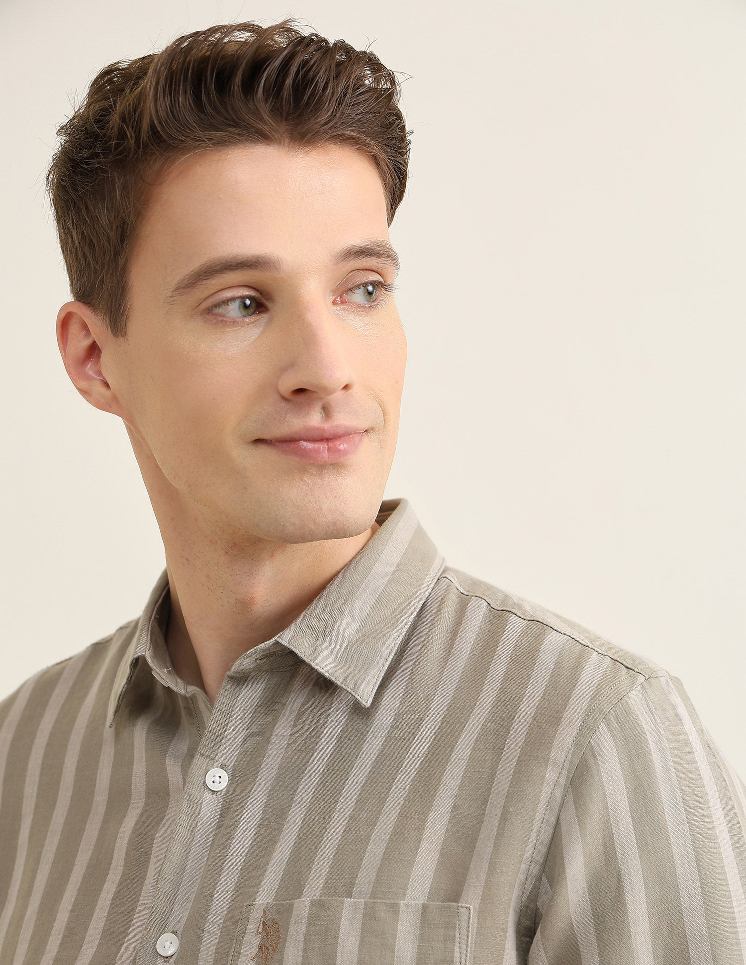 Sotogrande Tailored Fit Shirt Light Olive - U.S. Polo Assn. India | Large