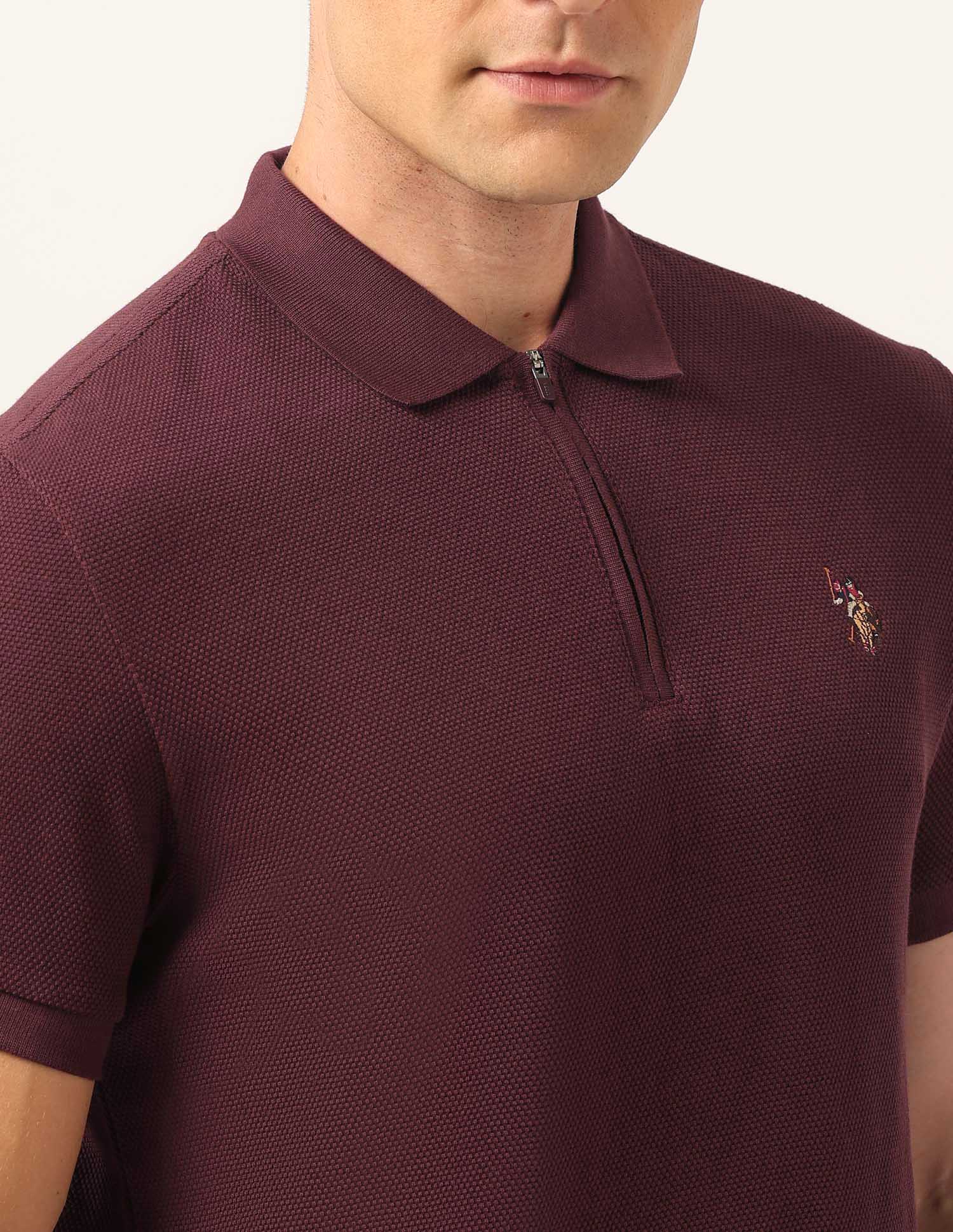 Solid Muscle Fit Polo Shirt Burgundy - U.S. Polo Assn. India | Large