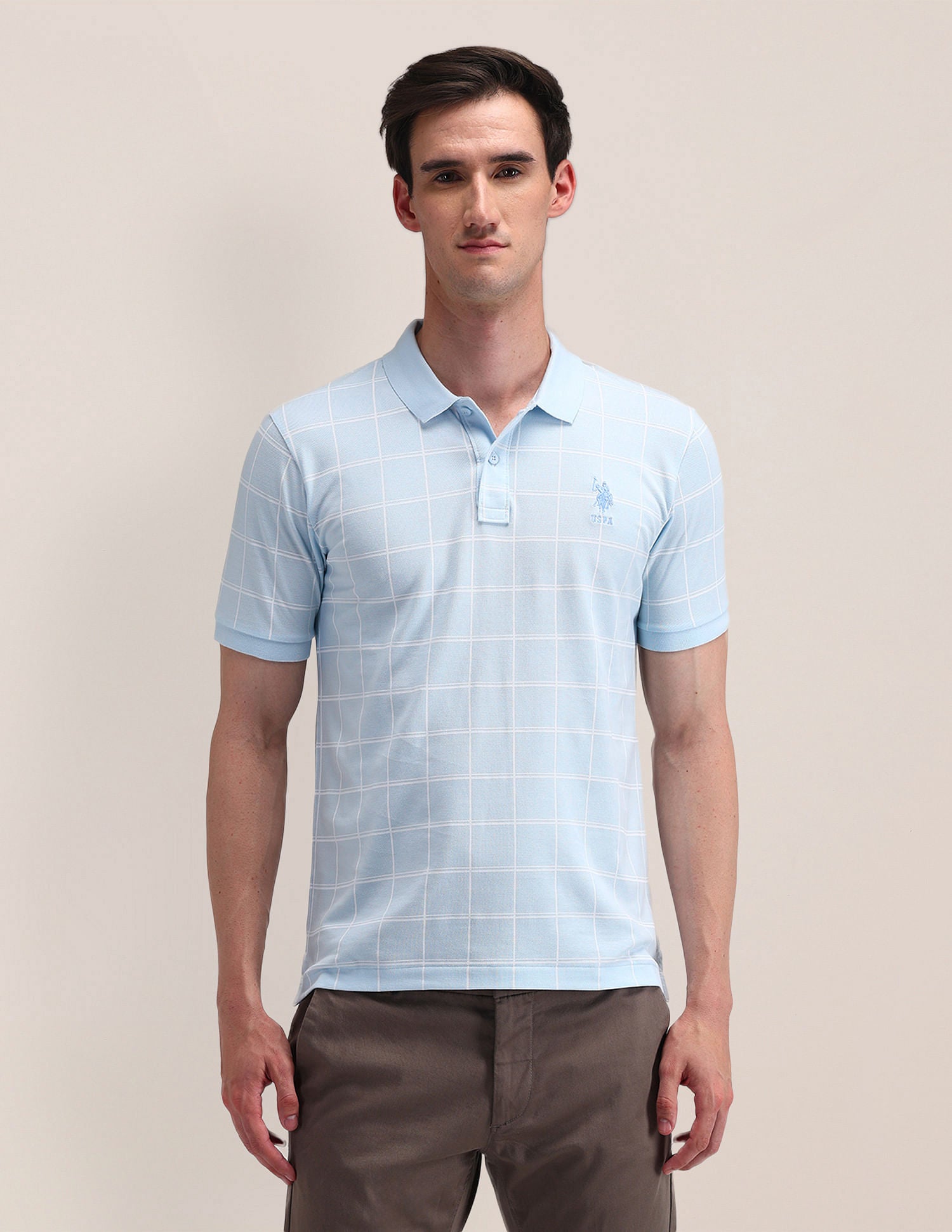 Slim Fit Printed Polo Shirt Blue - U.S. Polo Assn. India | Large