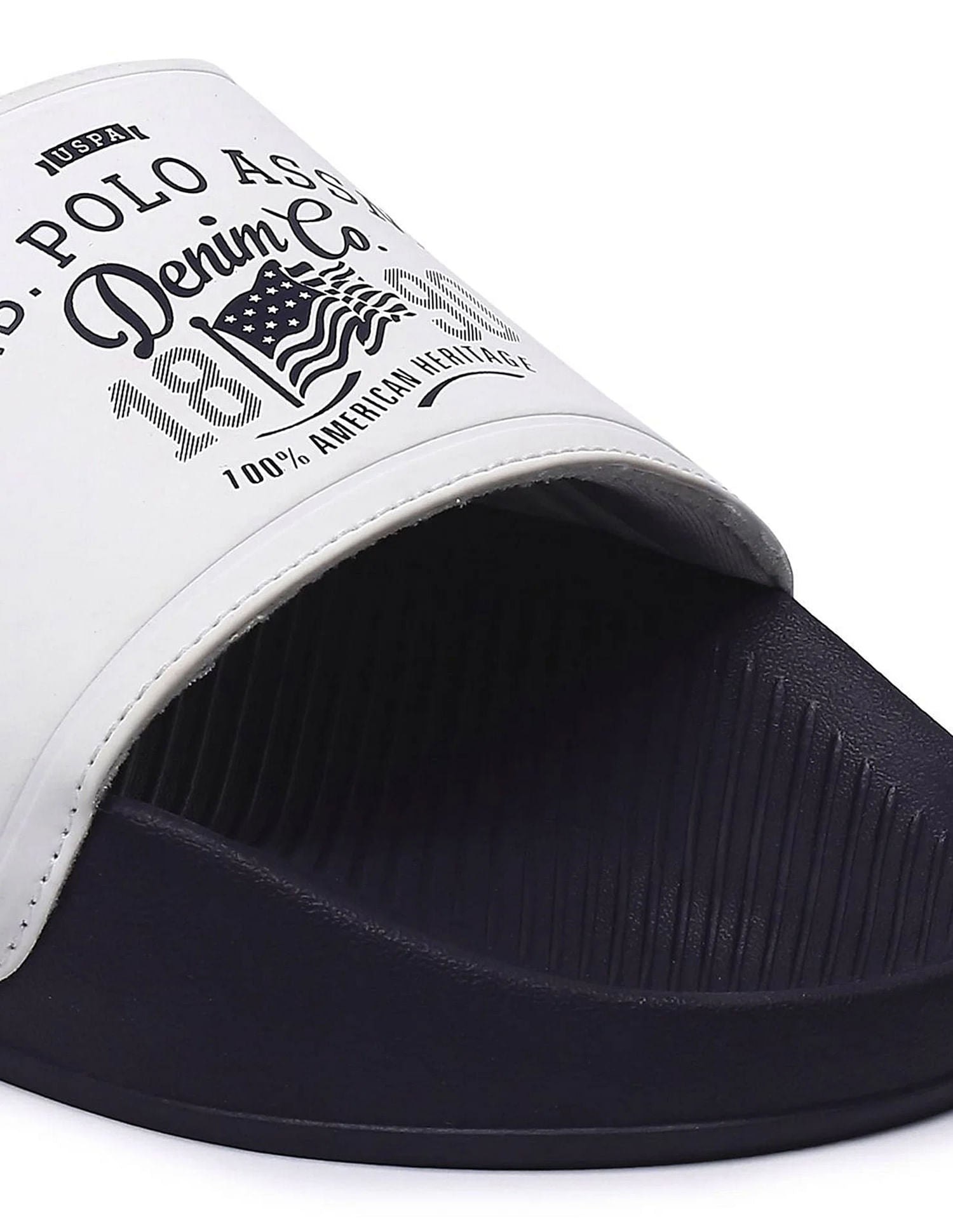 Men Brand Print Open Toe Toplin 5.0 Slides White - U.S. POLO ASSN. | Large