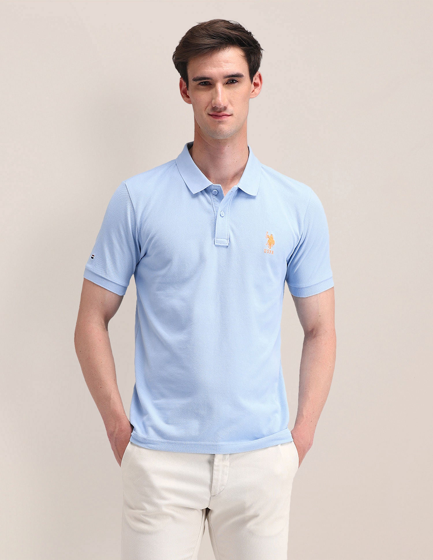 Solid Slim Fit Polo Shirt Light Blue - U.S. POLO ASSN. | Large