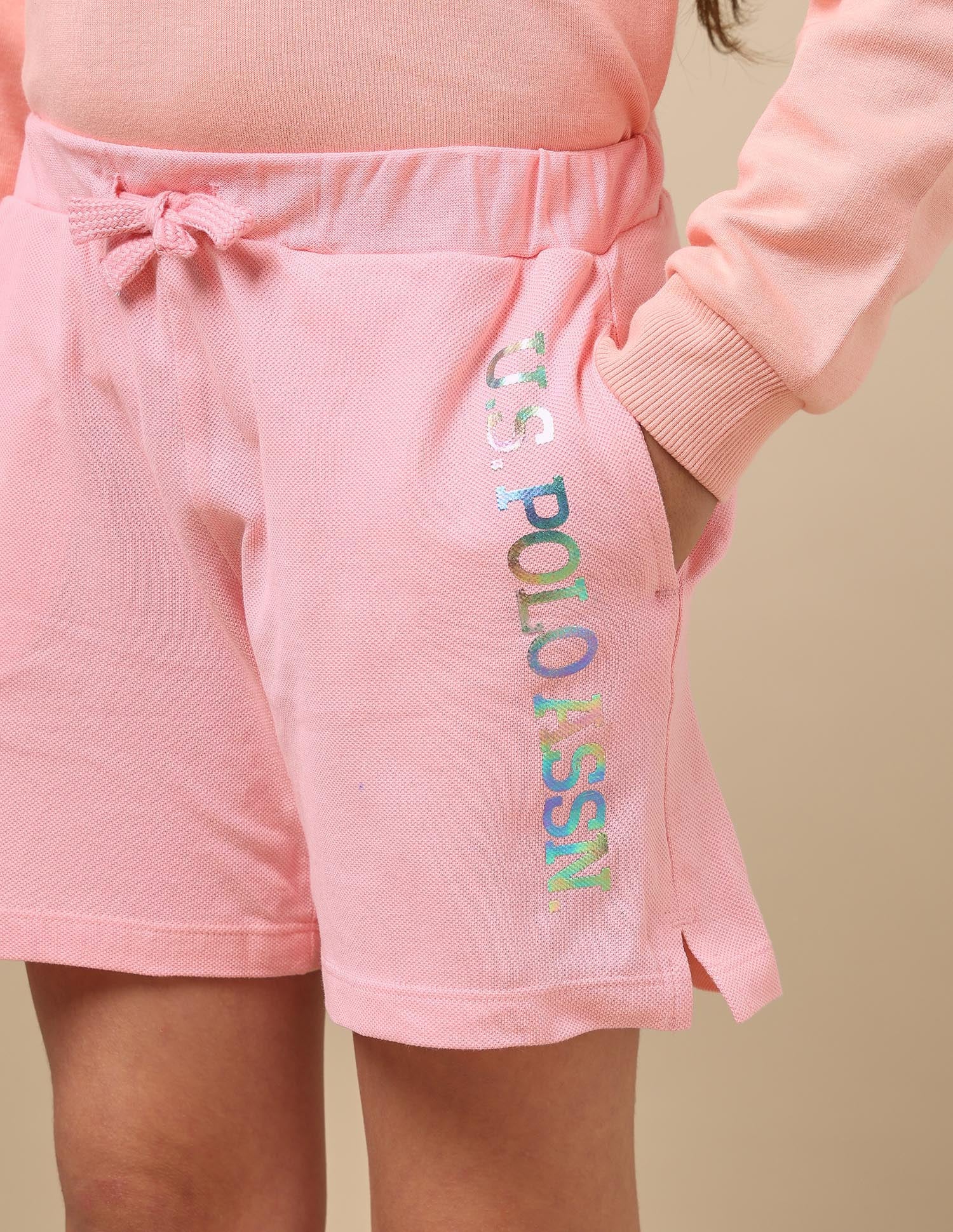 Solid Cotton Coordinate Shorts Light Pink - U.S. Polo Assn. India | Large
