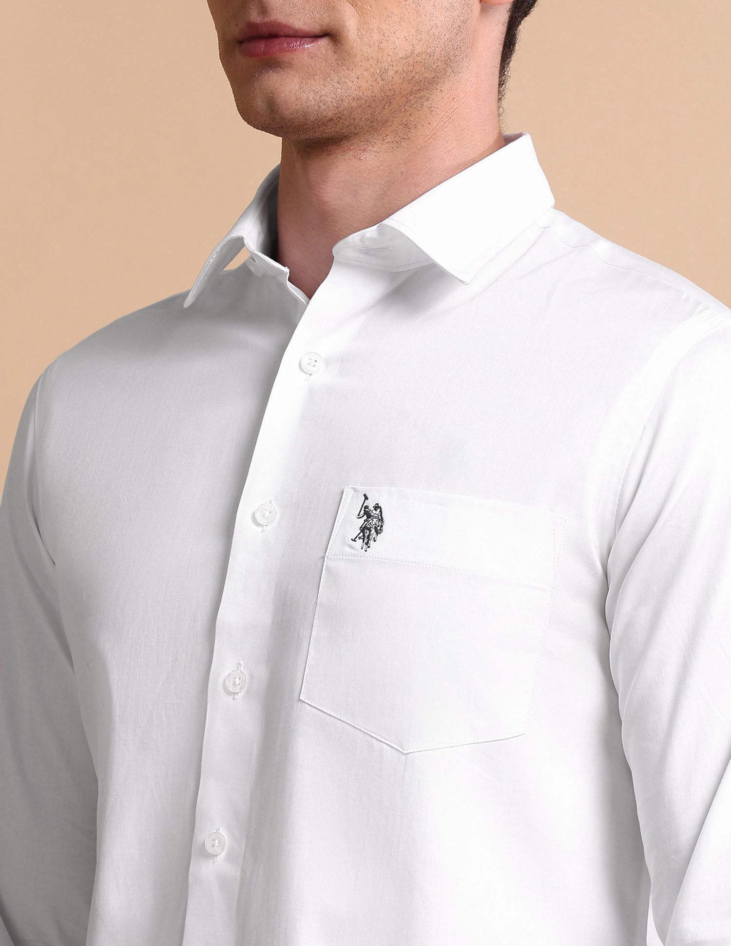 Pure Cotton Tailored Fit Shirt White - U.S. POLO ASSN. | Large
