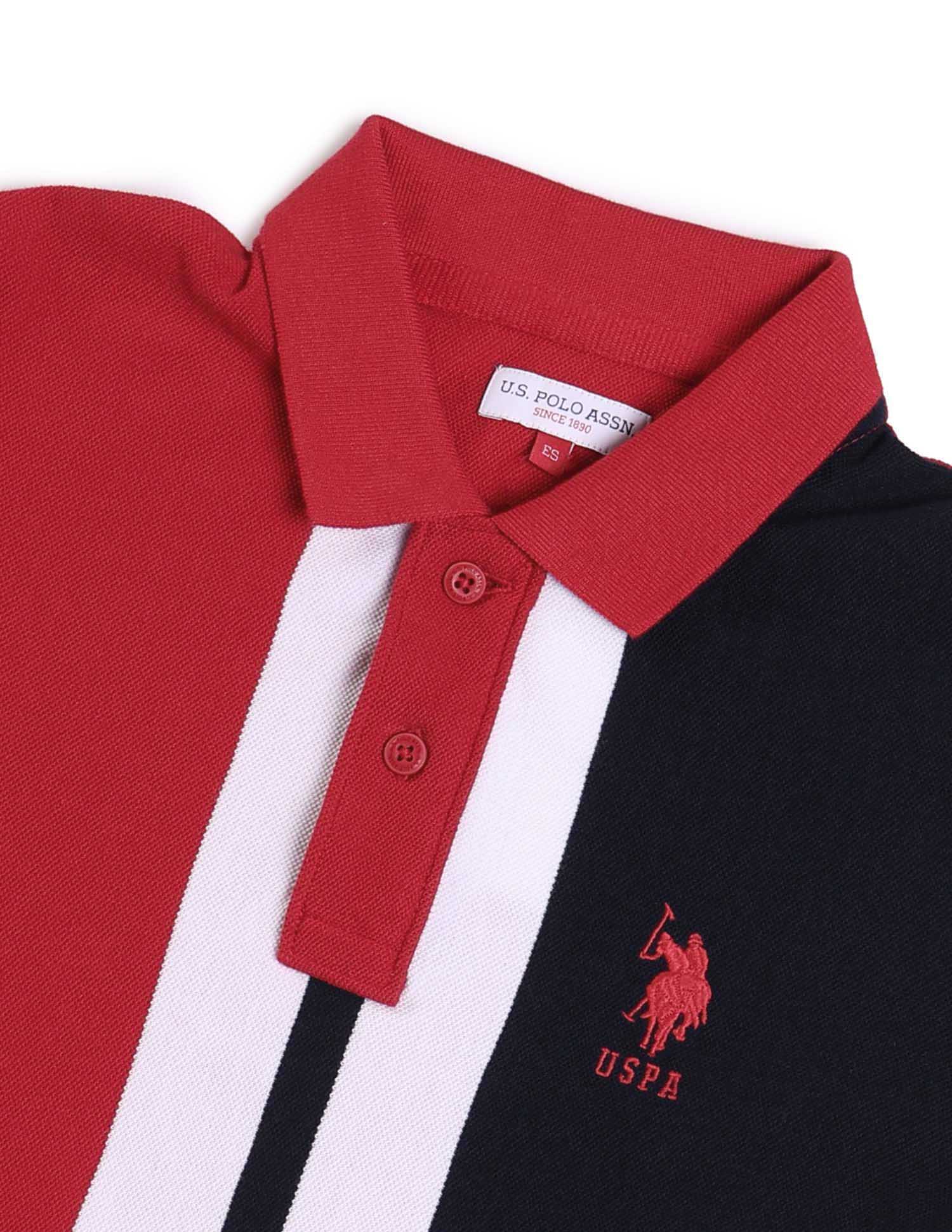 Boys Colour blocked Regular Fit Polo Shirt Medium Red - U.S. POLO ASSN. | Large