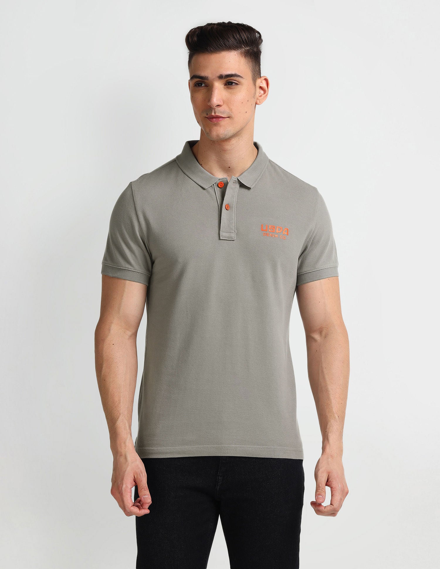 Solid Muscle Fit Polo Shirt Grey - U.S. Polo Assn. India | Large
