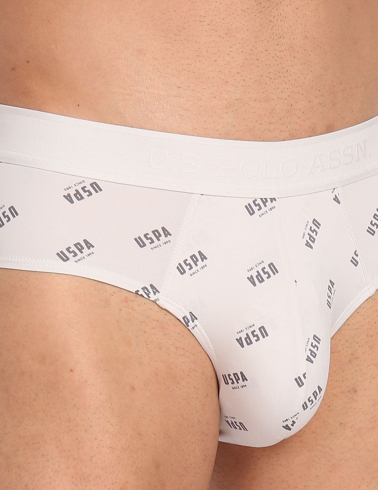 Nylon Stretch Printed AB002 Active Briefs - Pack Of 1 Oyster Mushroom - U.S. POLO ASSN. | Large