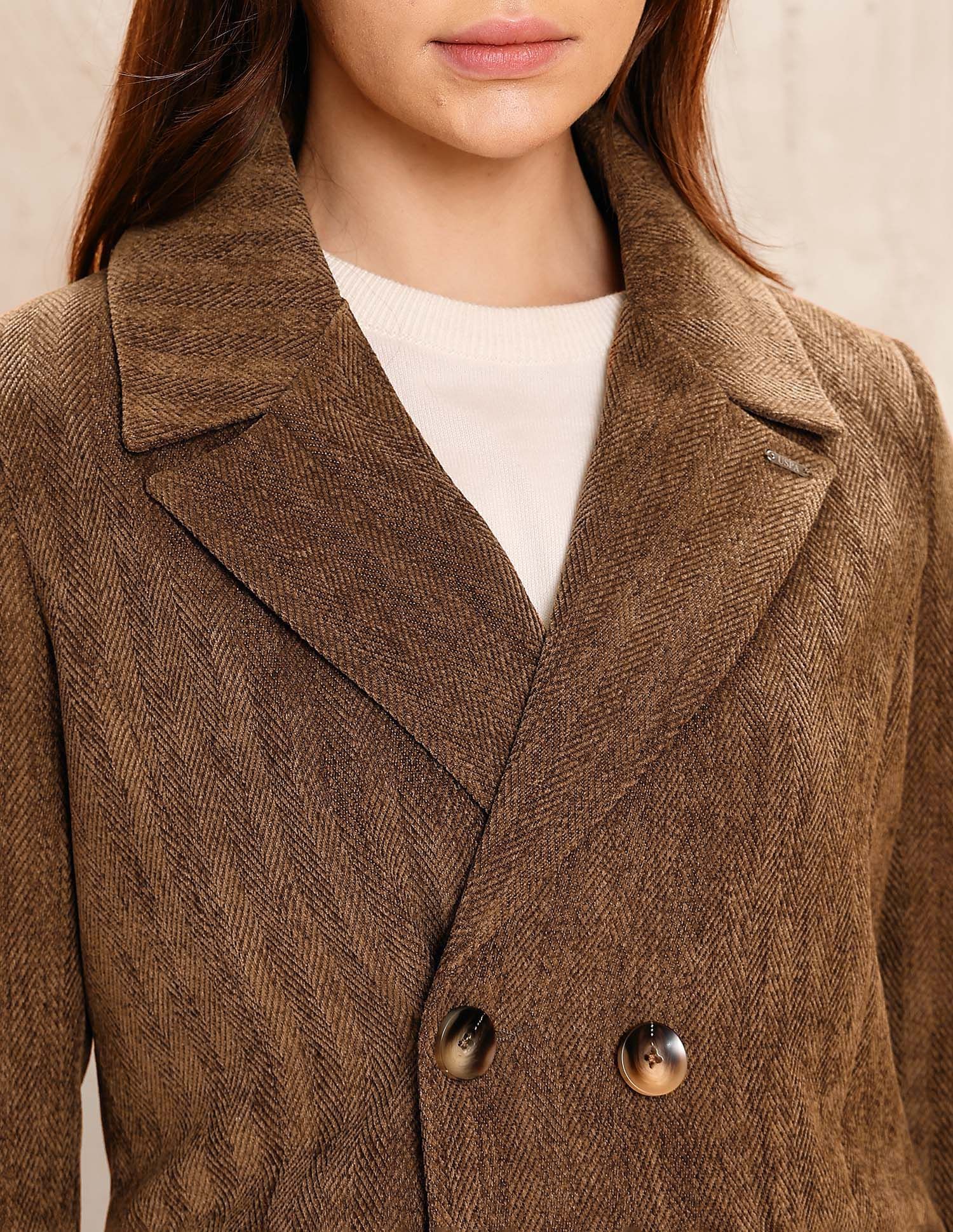 Double Breasted Notch Lapel Coat Brown - U.S. POLO ASSN. | Large