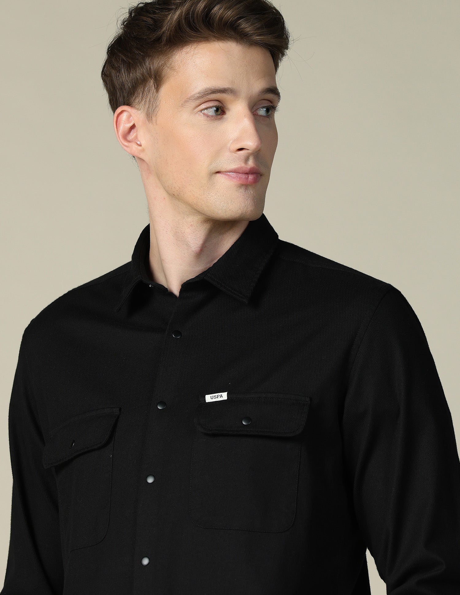 Solid Twill Shacket Black - U.S. POLO ASSN. | Large