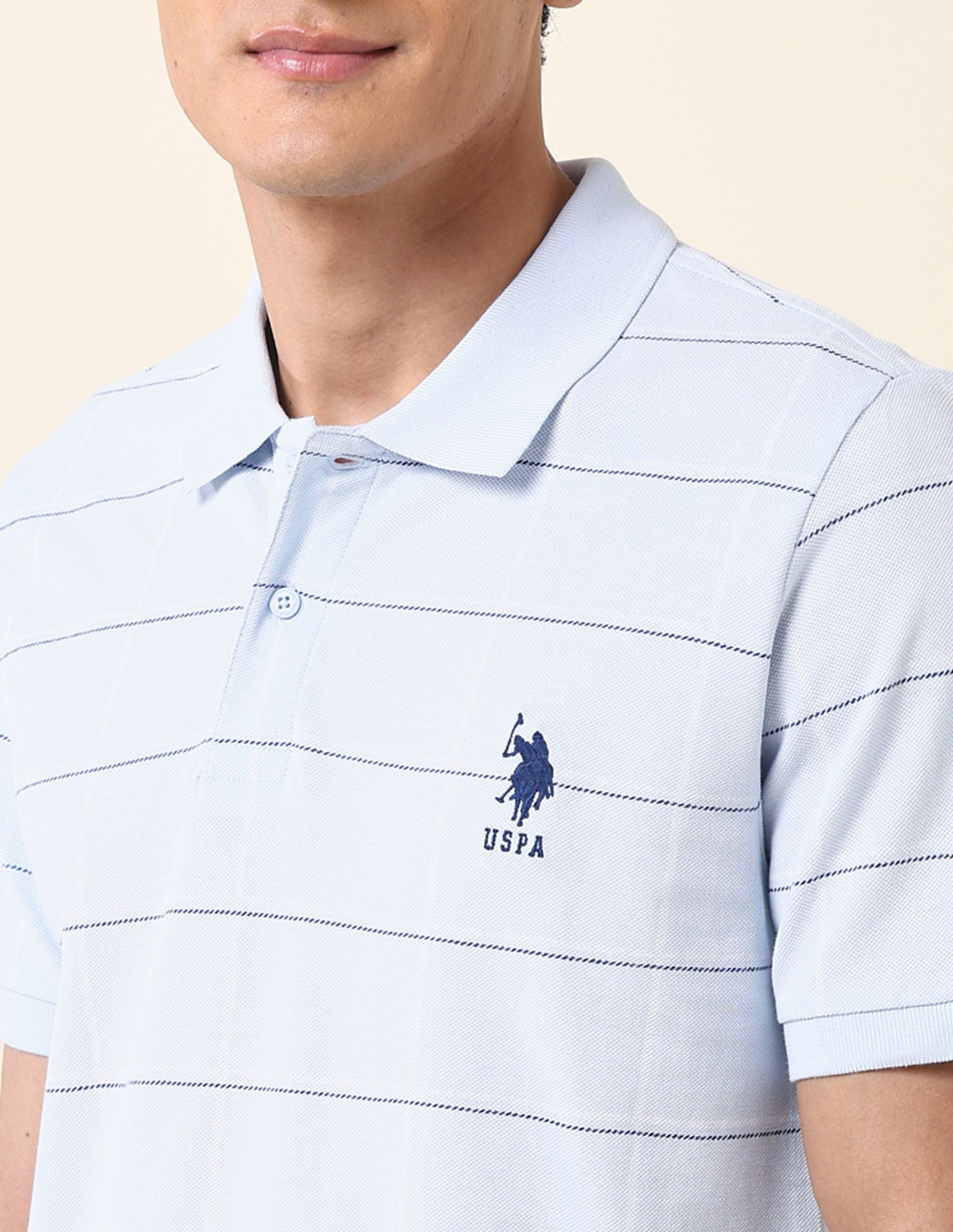 All Over Printed Classic Polo Shirt Light Blue - U.S. Polo Assn. India | Large