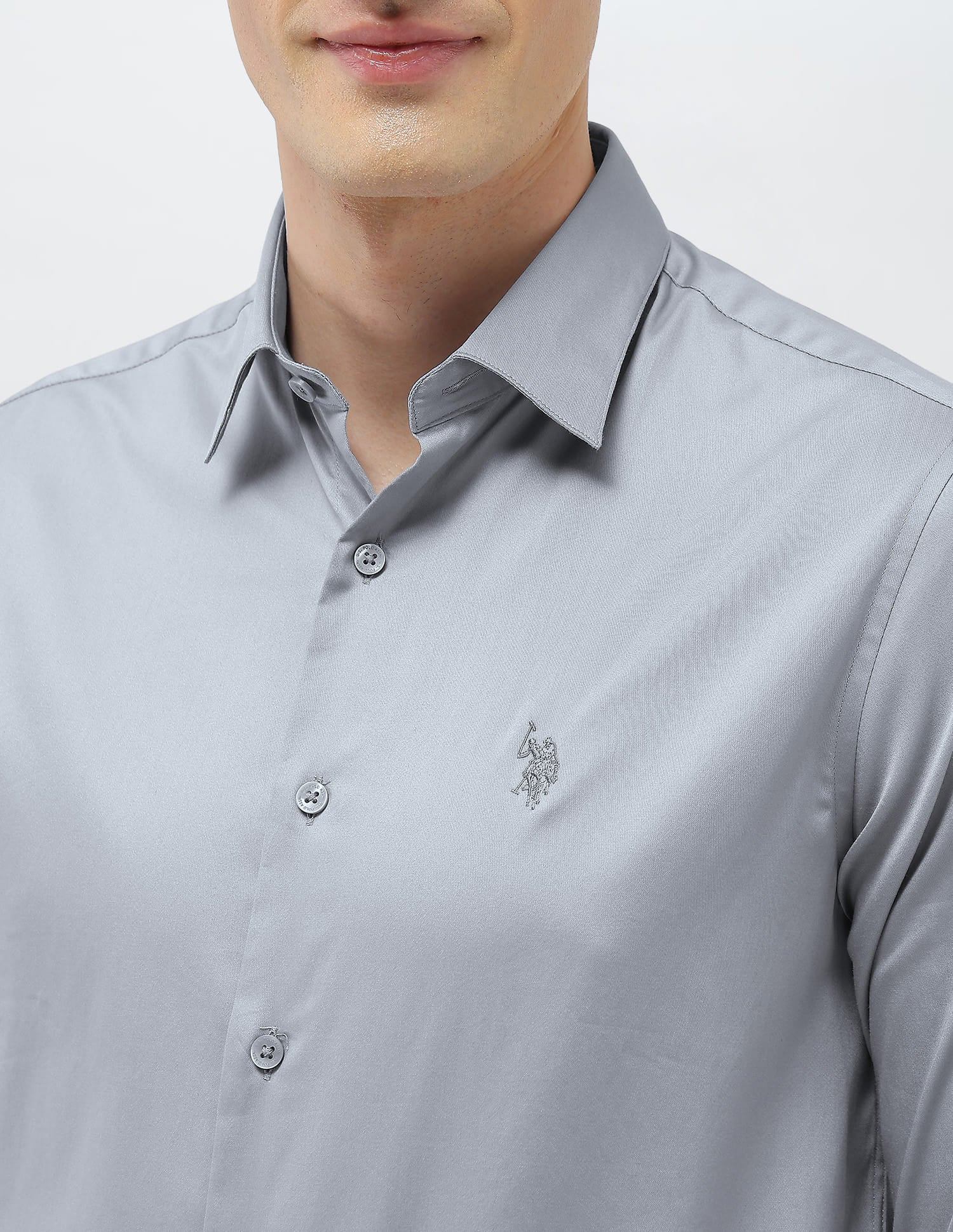 Solid Tailored Fit Shirt Grey - U.S. Polo Assn. India | Large