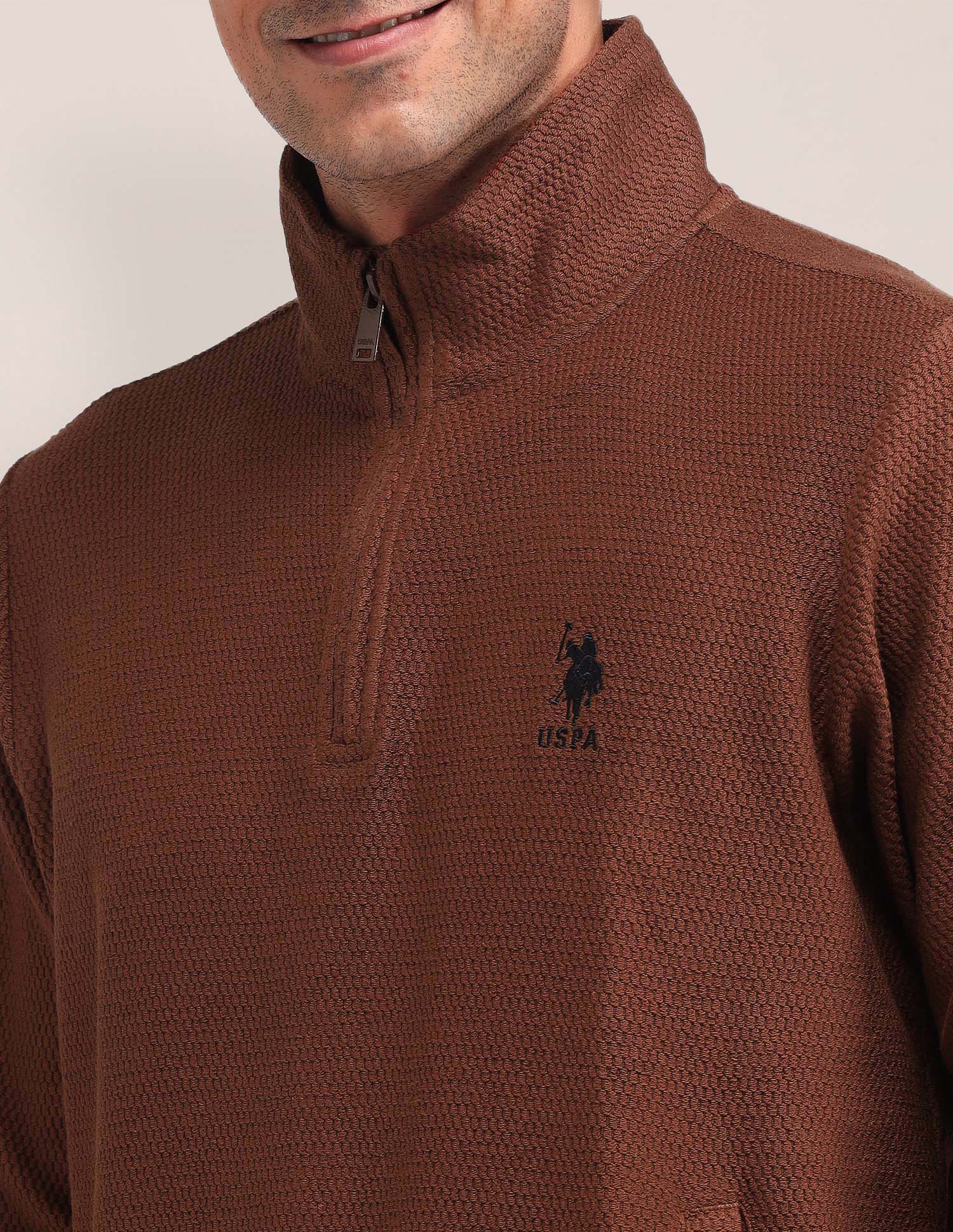 Cotton Regular Fit Sweatshirt Brown - U.S. POLO ASSN. | Large