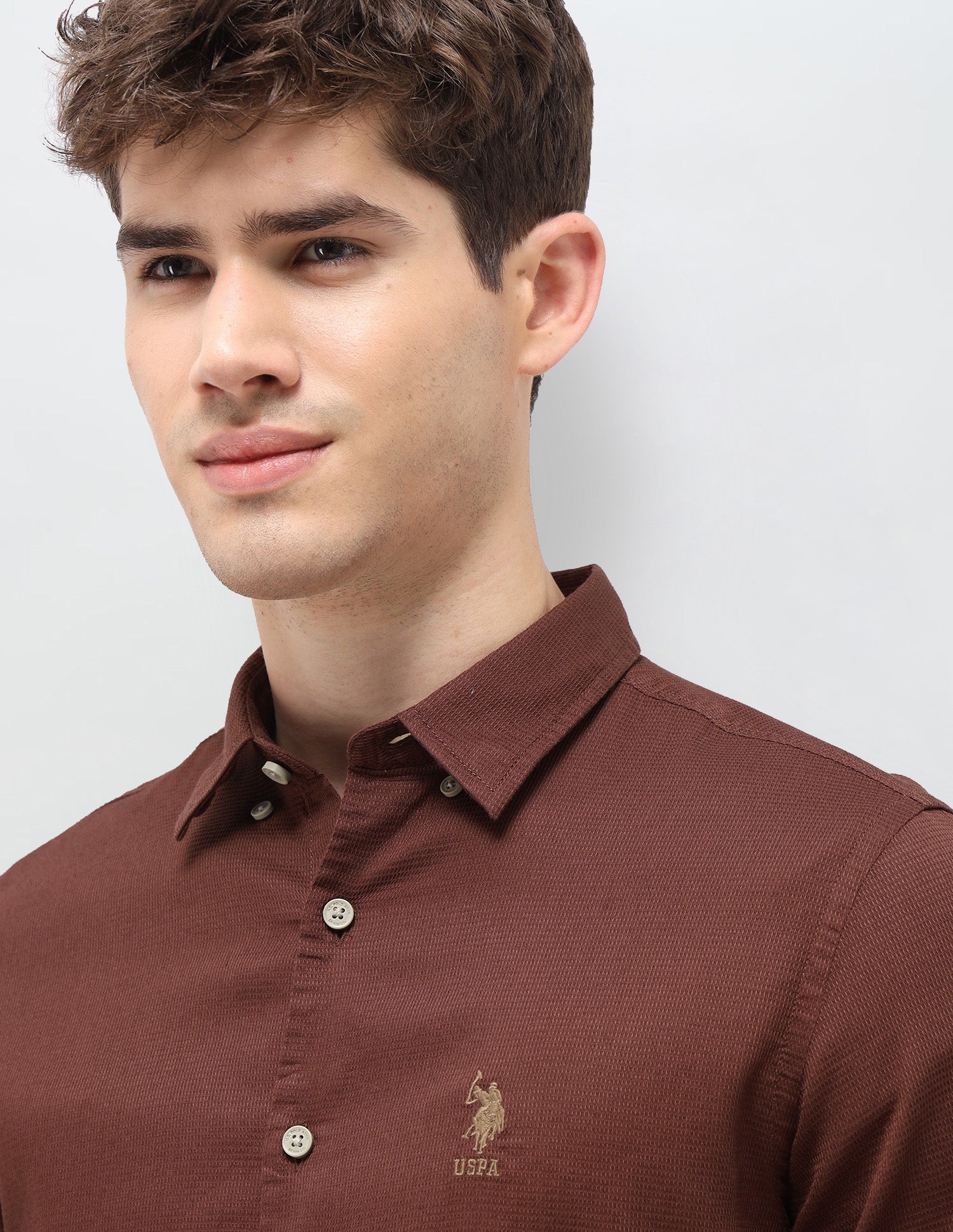 Solid Regular Fit Shirt Rust - U.S. Polo Assn. India | Large