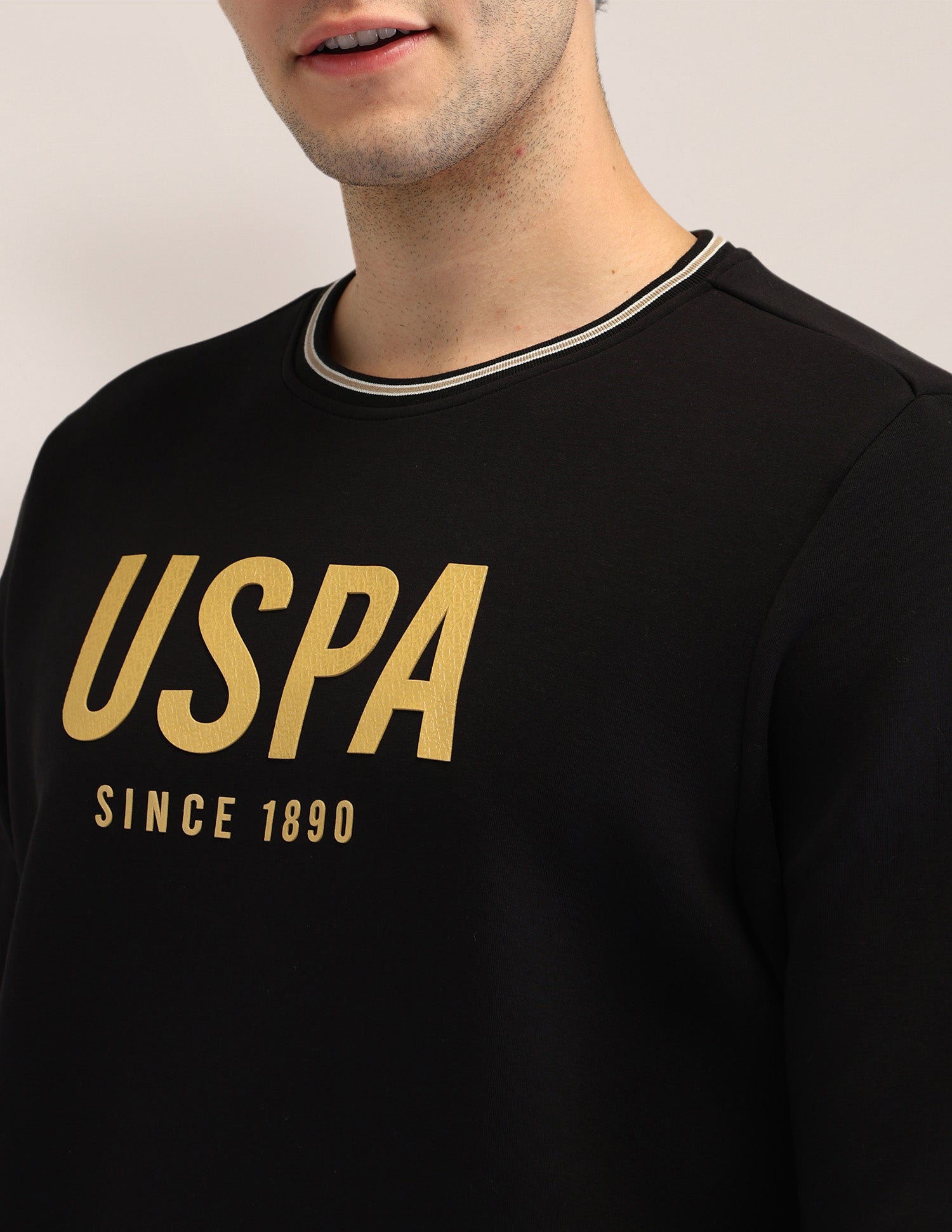Brand Printed Regular Fit Sweatshirt Black - U.S. Polo Assn. India | Large