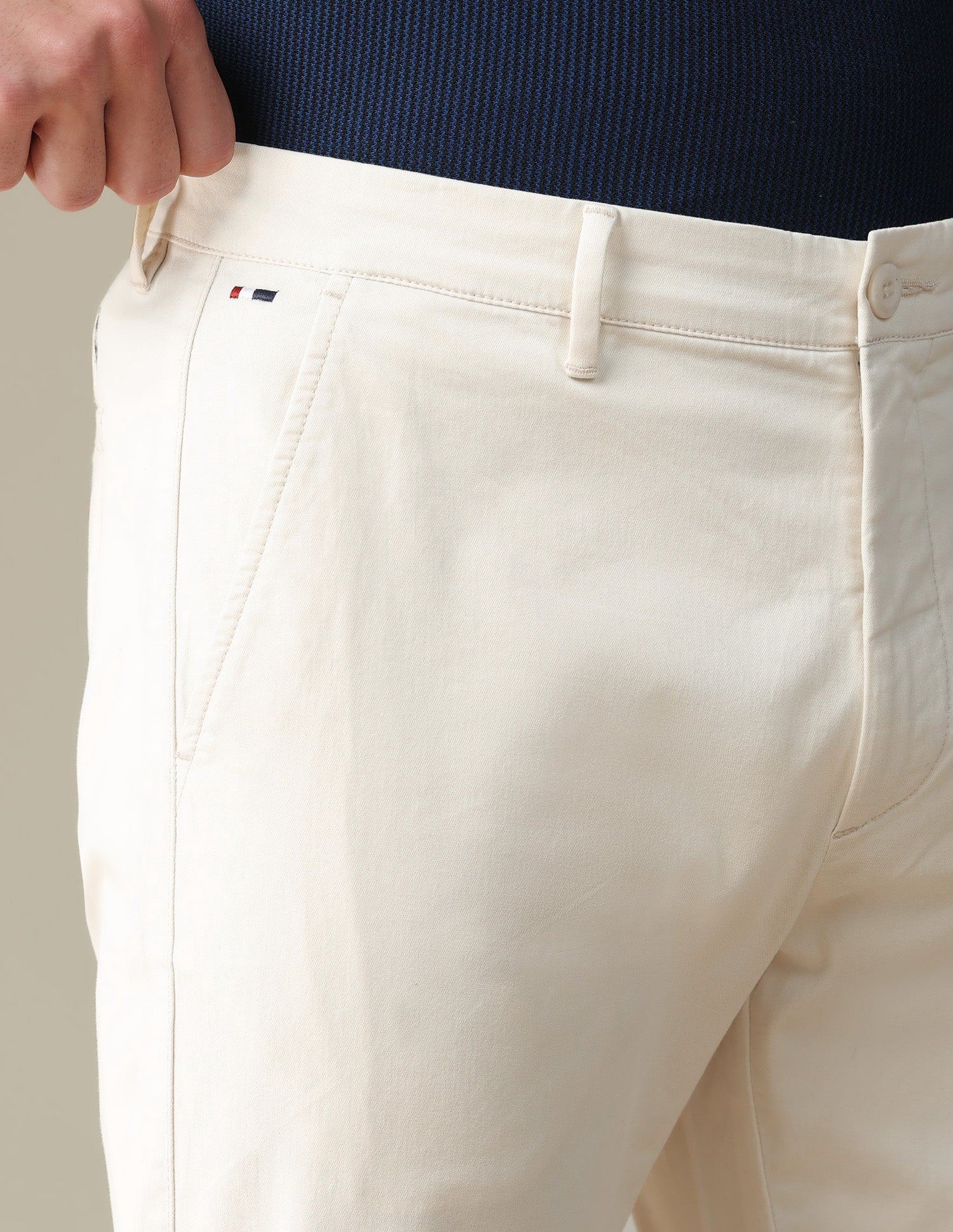 Riley straight fit Twill Trousers Ecru - U.S. Polo Assn. India | Large