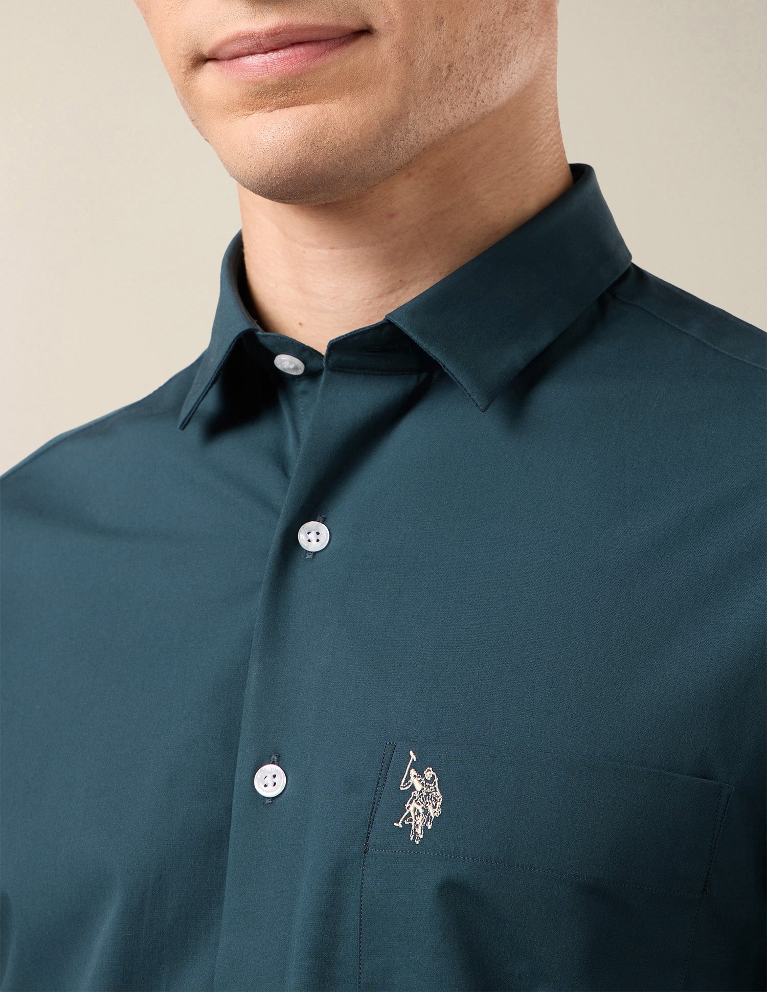 Solid Tailored Fit Shirt Teal - U.S. Polo Assn. India | Large