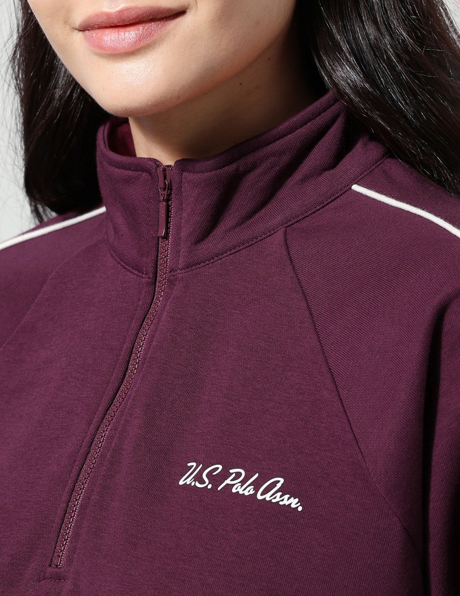 Solid Regular Fit Sweatshirt Wine - U.S. Polo Assn. India | Large
