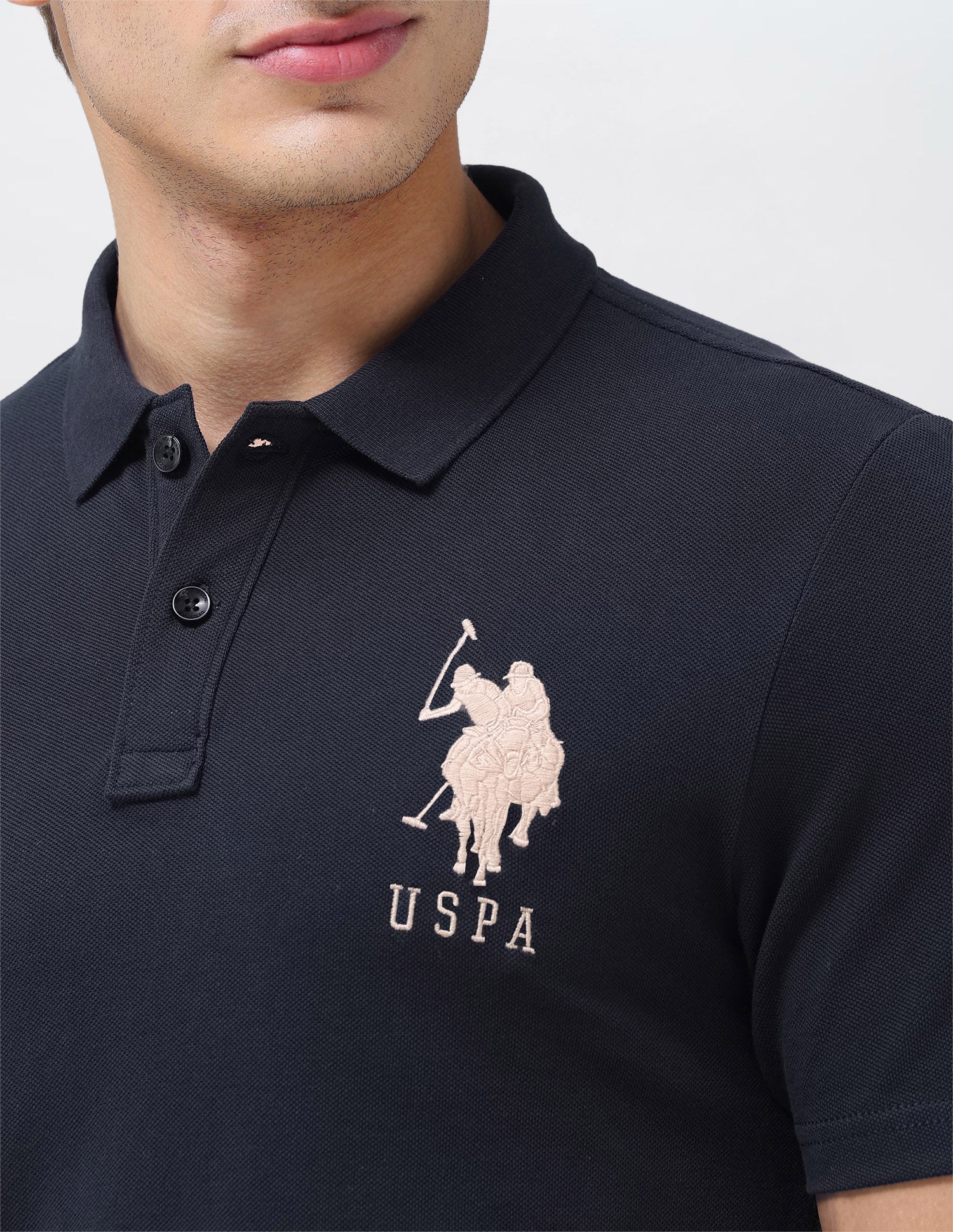 Solid Slim Fit Polo Shirt Navy - U.S. Polo Assn. India | Large
