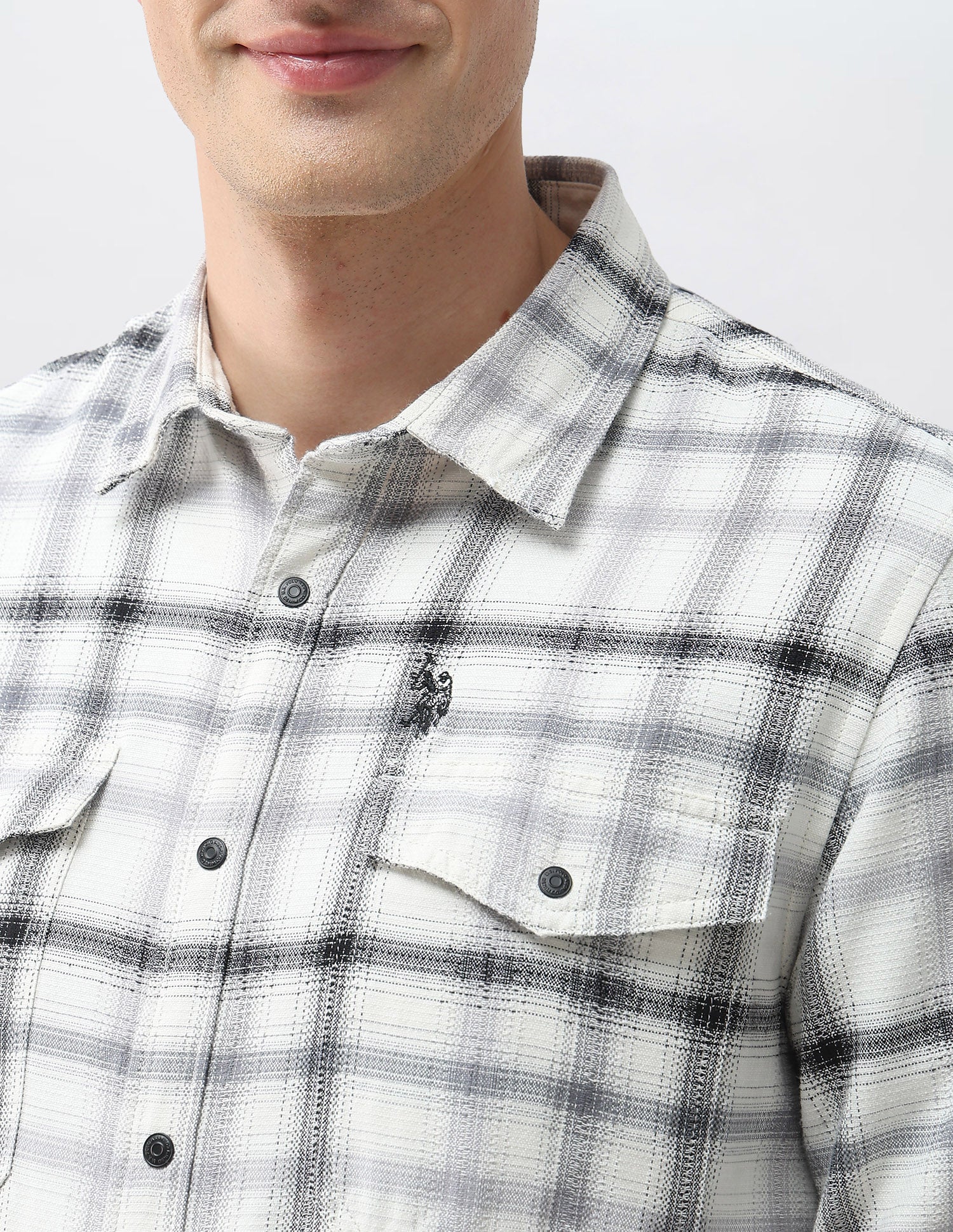 Tartan Checked Comfort Fit Shirt Off White - U.S. Polo Assn. India | Large