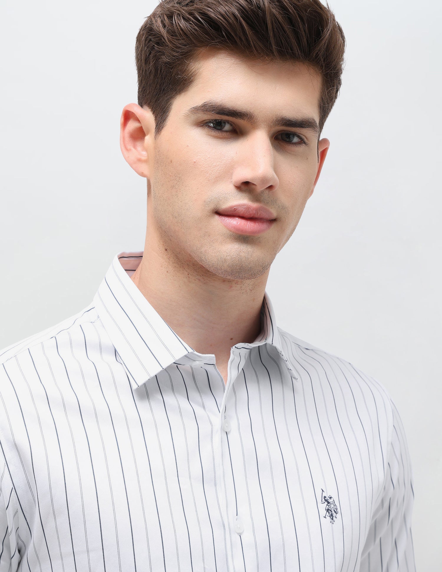 Satin Vertical Striped Shirt White - U.S. Polo Assn. India | Large