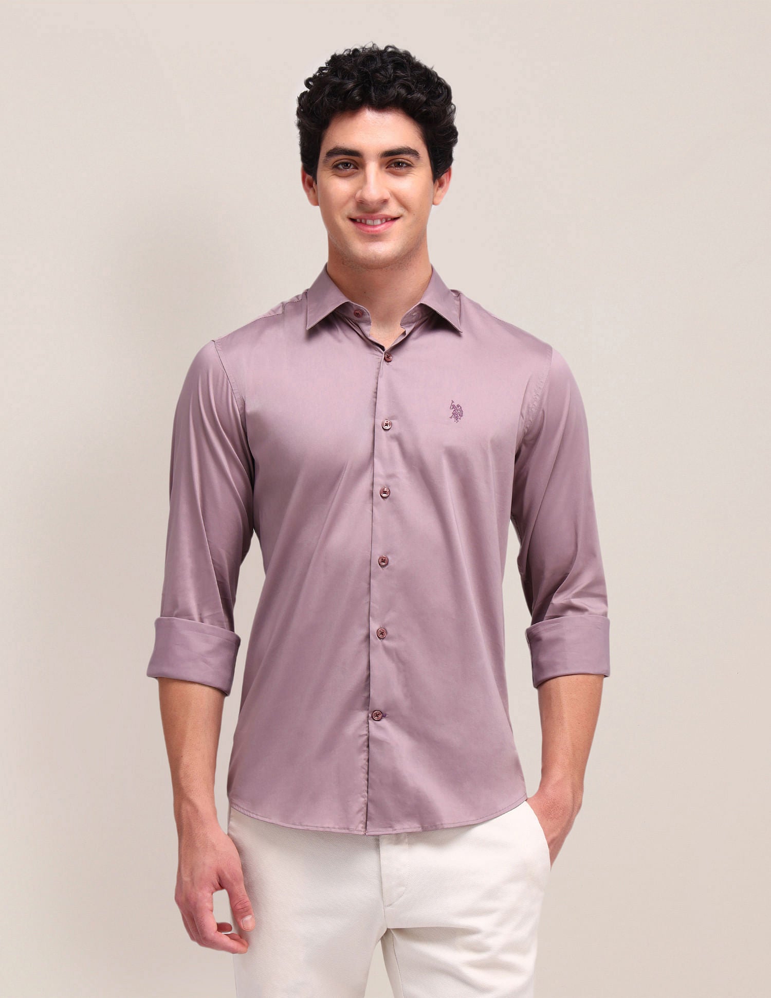 Solid Regular Fit Shirt Pink - U.S. POLO ASSN. | Large