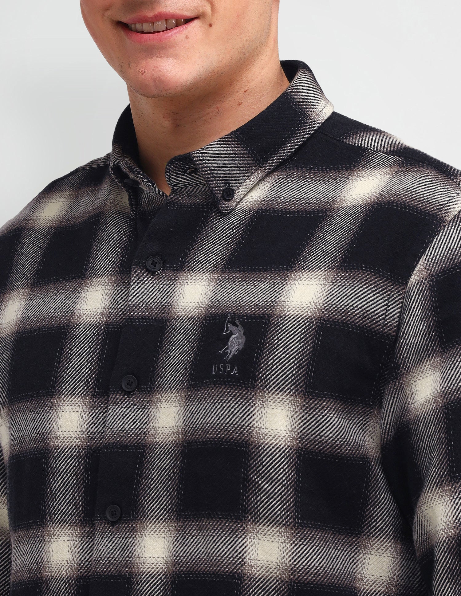 Dupplin Checked Slim Fit Shirt Black - U.S. Polo Assn. India | Large