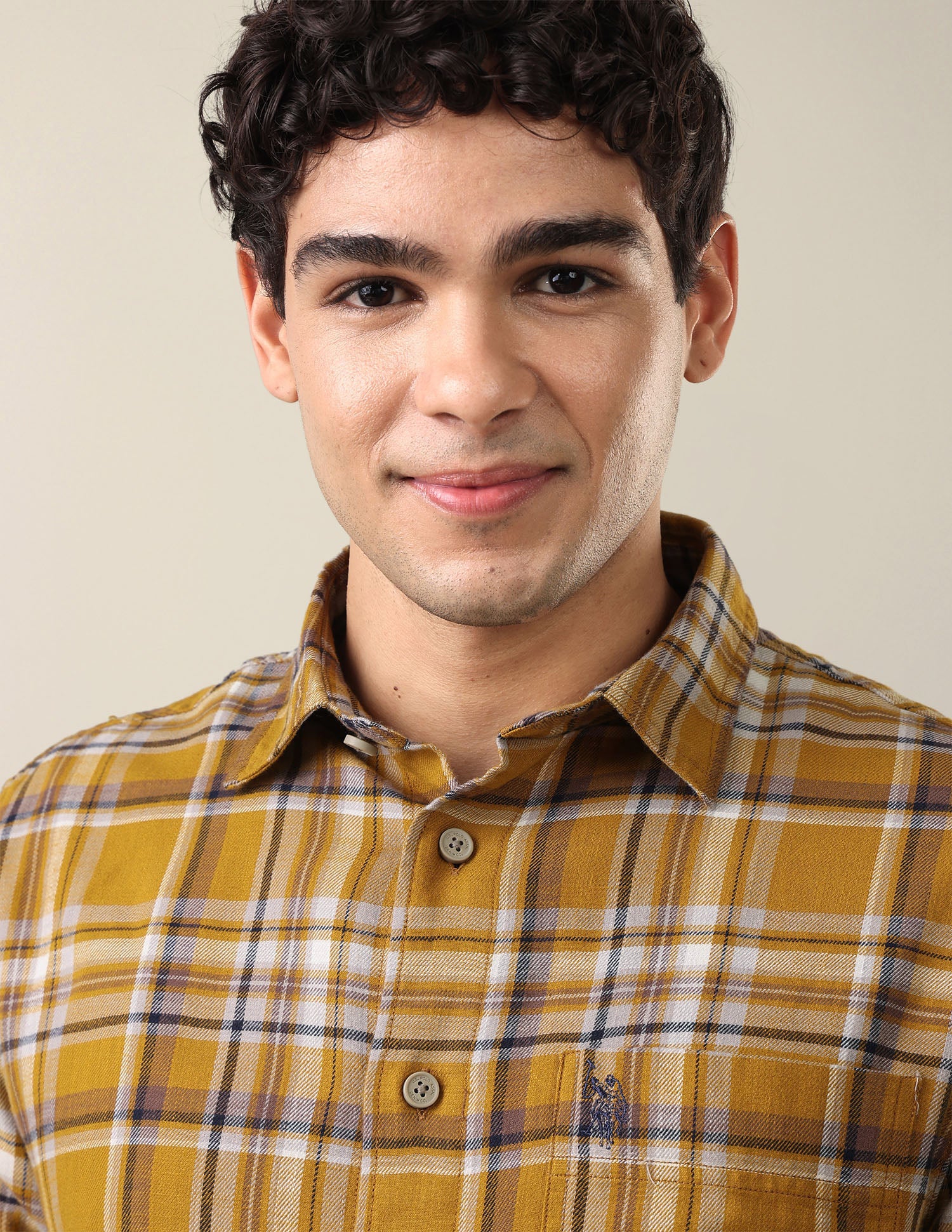 Twill Plaid Checked Shirt Mustard - U.S. Polo Assn. India | Large