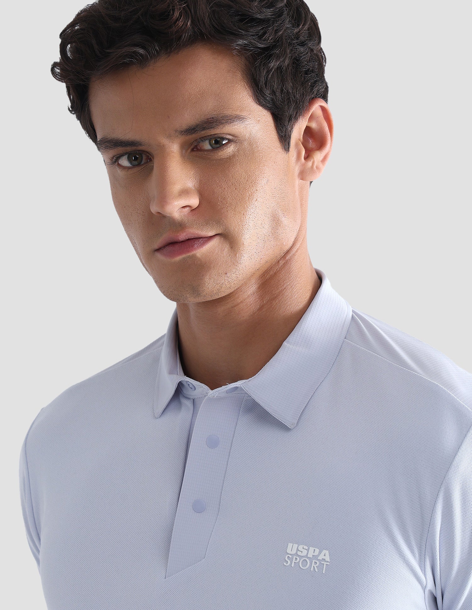 Solid Slim Fit Active Polo Shirt Light Blue - U.S. Polo Assn. India | Large