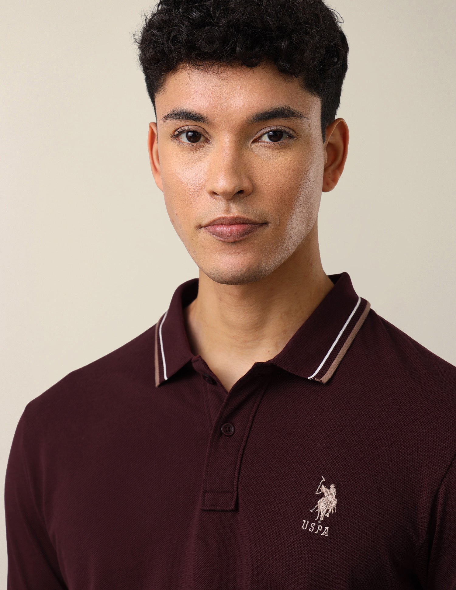 Brand Embroidered Slim Fit Polo Shirt Wine - U.S. Polo Assn. India | Large